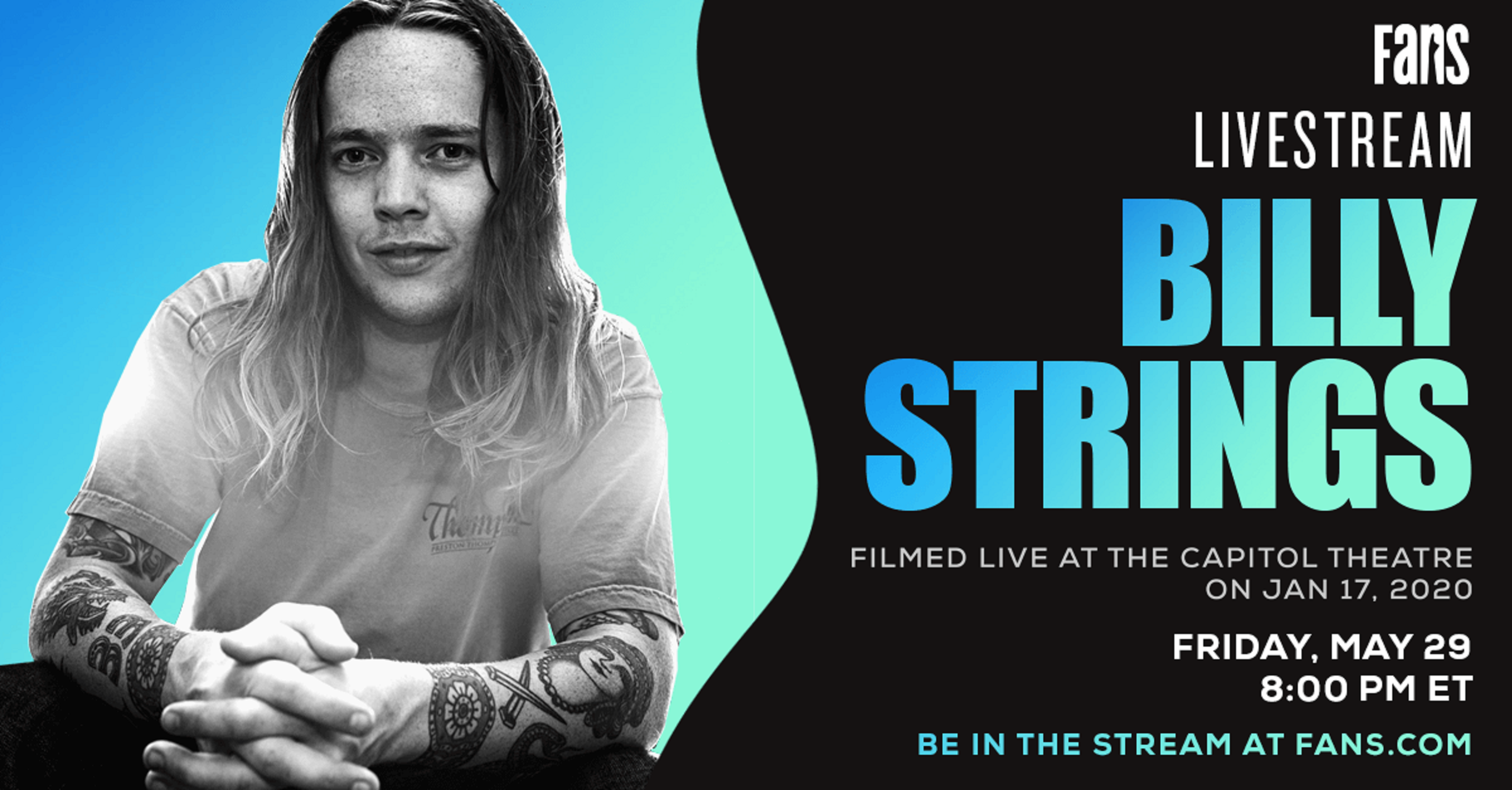 FANS announces Billy Strings livestream on Friday, May 29