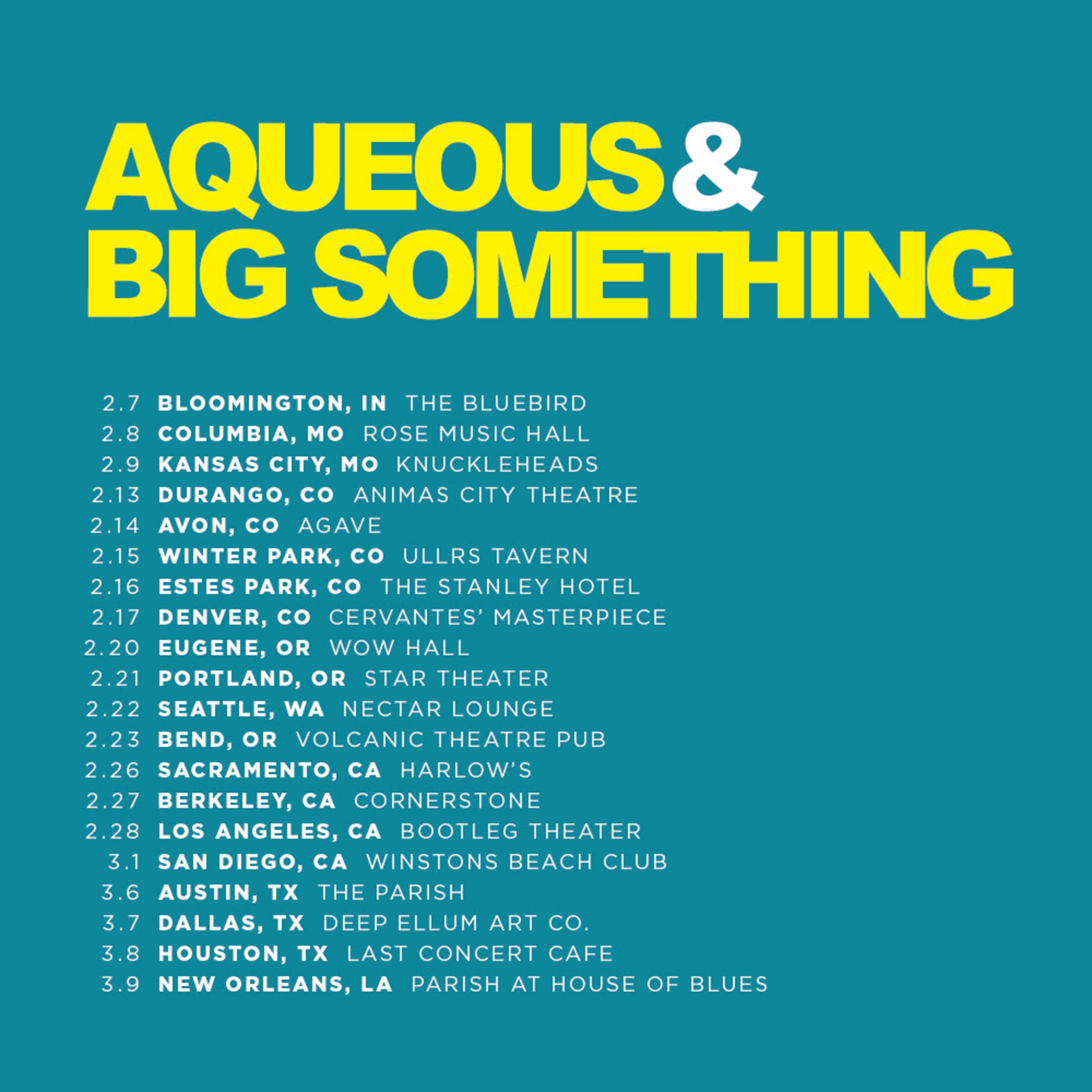 Aqueous Announces First-Ever West Coast Tour