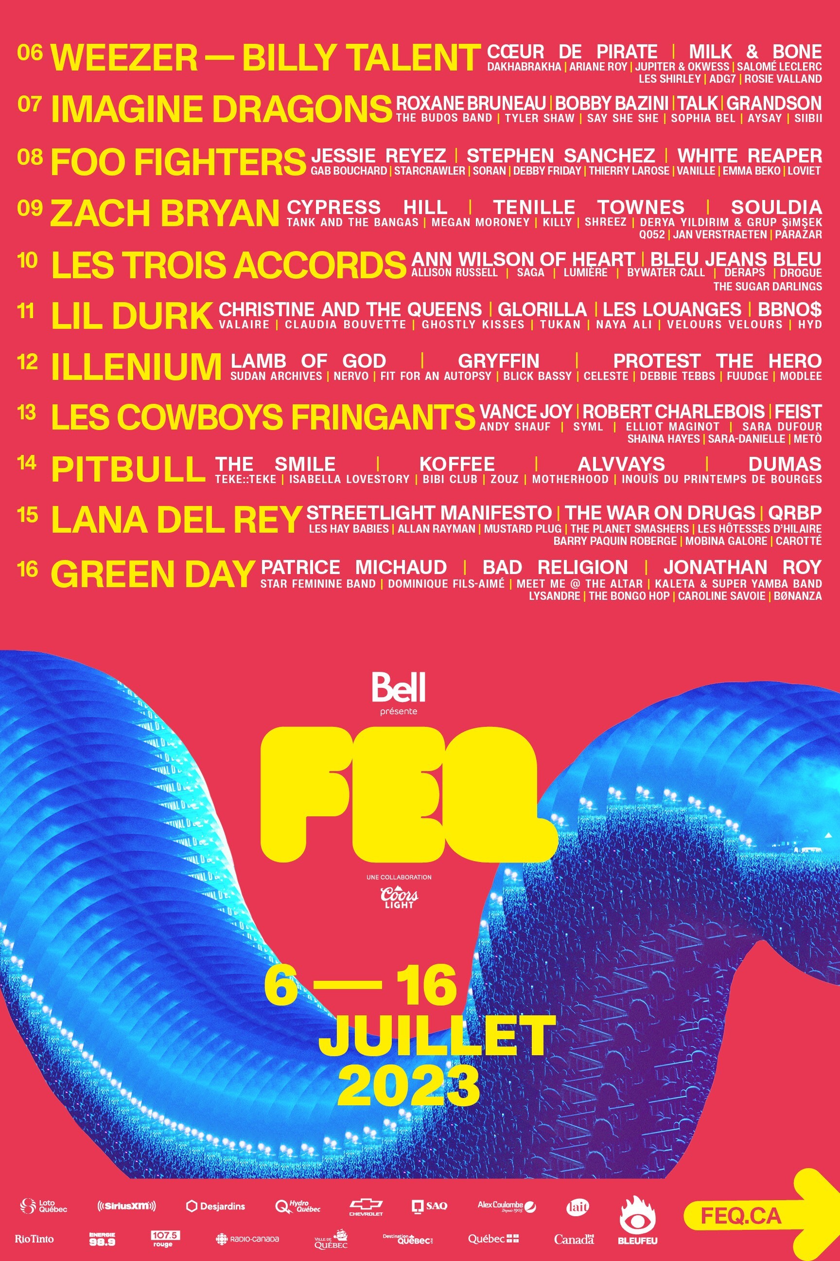Foo Fighters, Lana Del Rey, Green Day, Zach Bryan & Others to Headline Festival D'éte de Québec