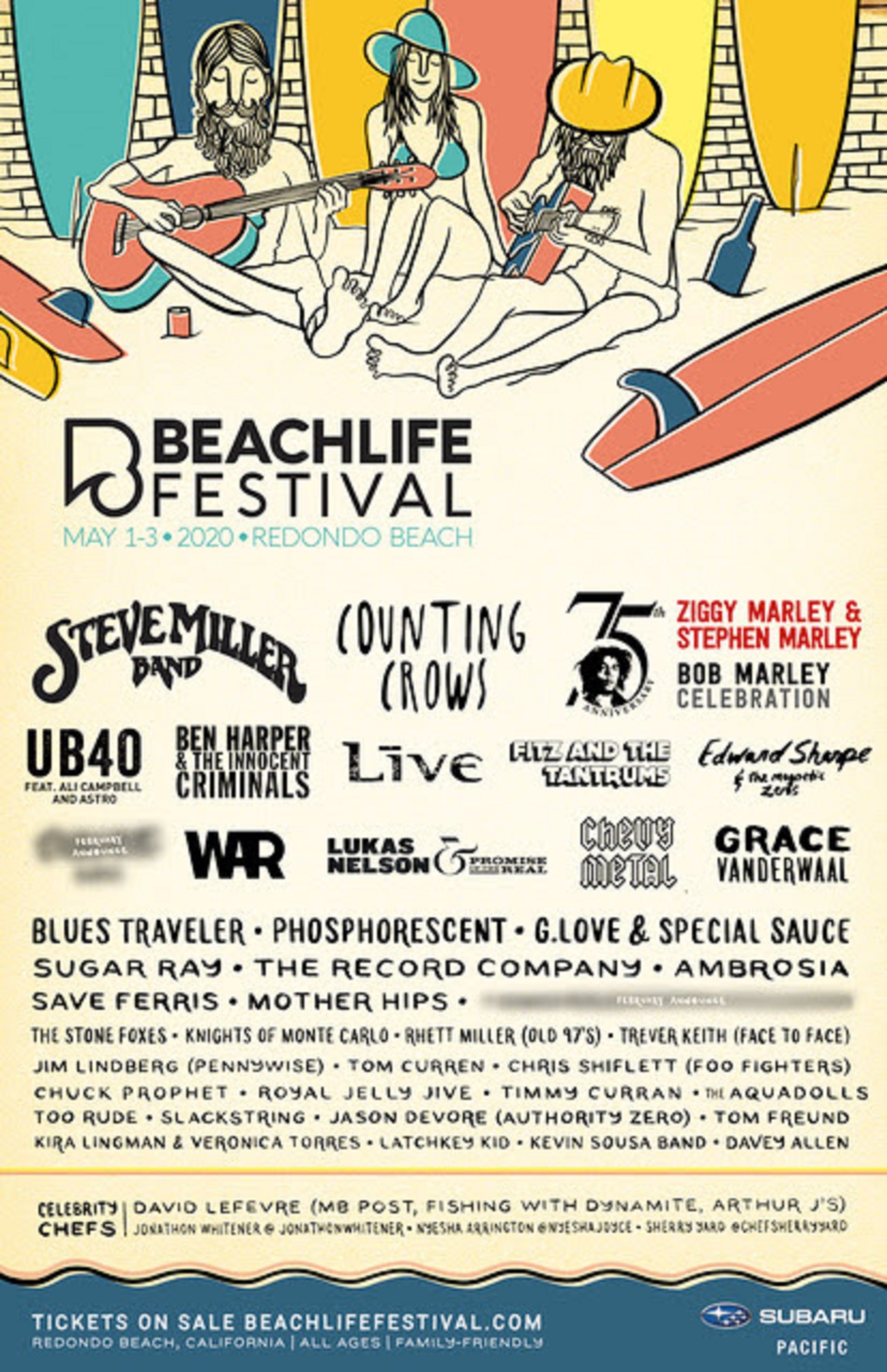 BEACHLIFE Announces STEVE MILLER BAND, COUNTING CROWS, BOB MARLEY Tribute with ZIGGY MARLEY & STEPHEN MARLEY, and more