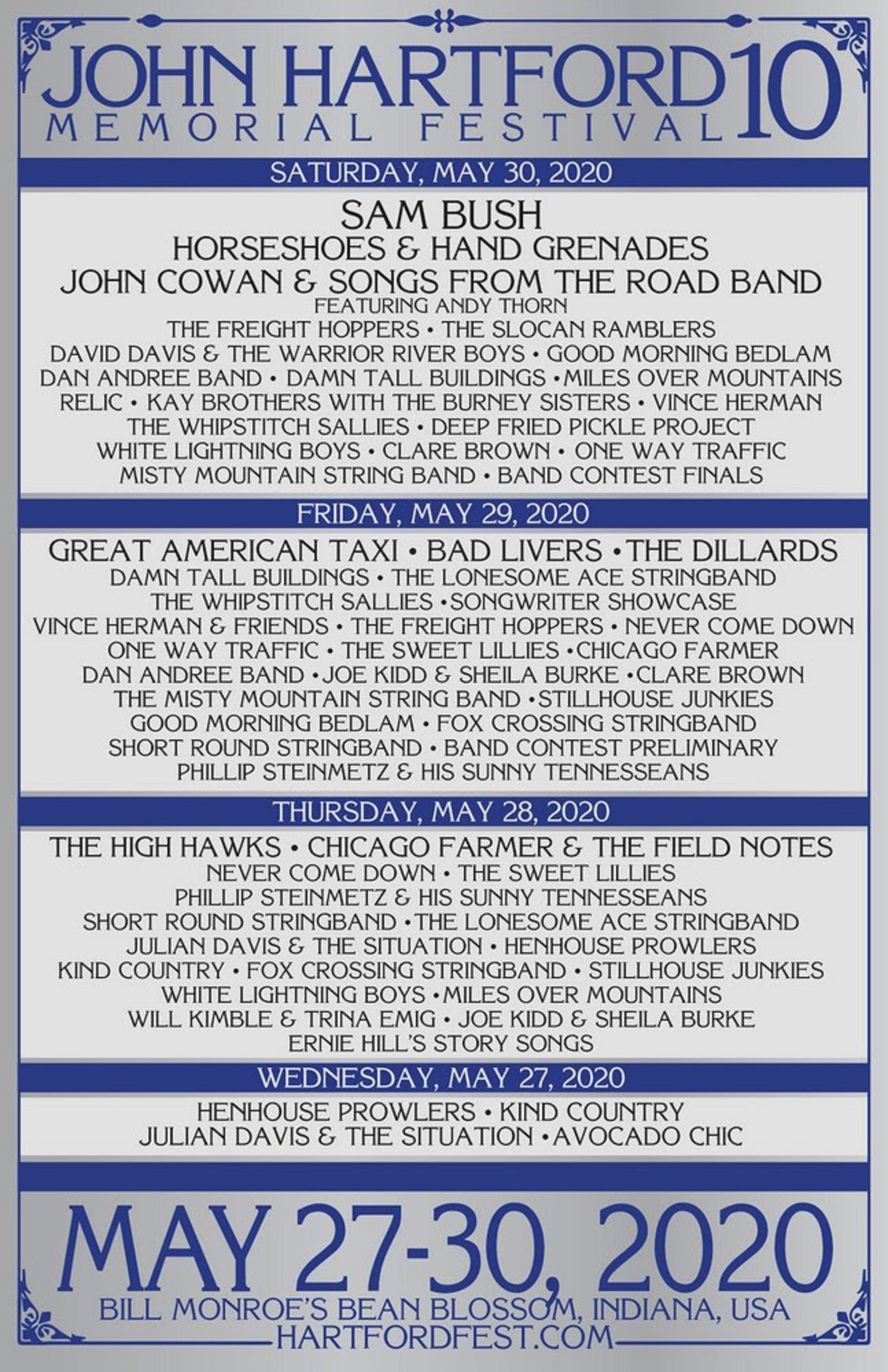 John Hartford Festival 2020 Daily Lineup Announced