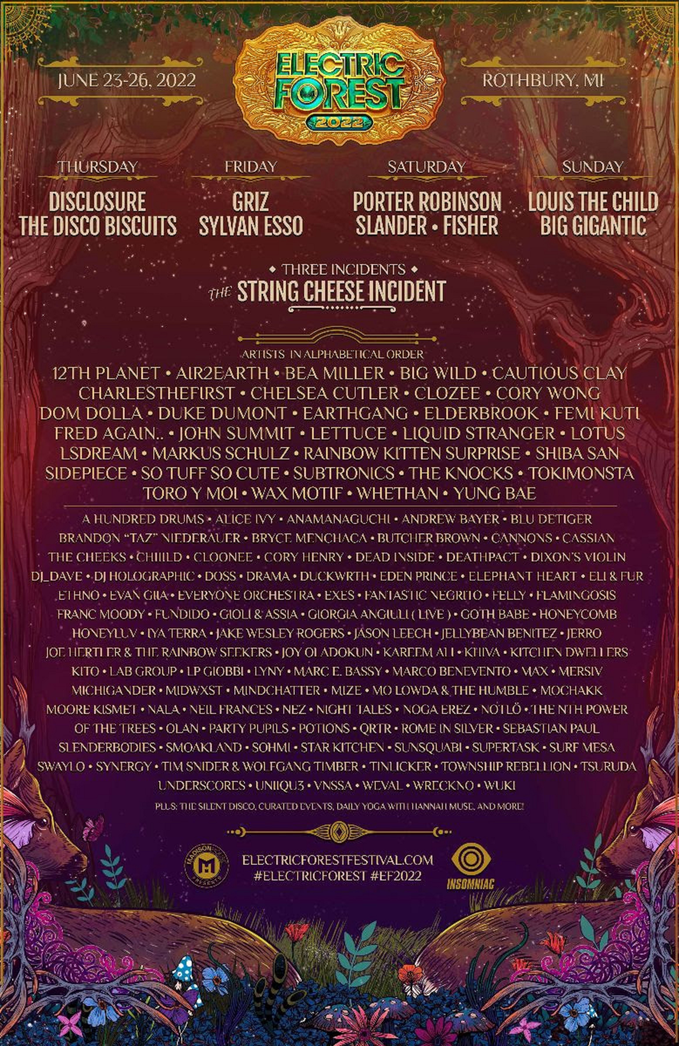 Electric Forest Reveals Additional Artists to the 2022 Festival Lineup