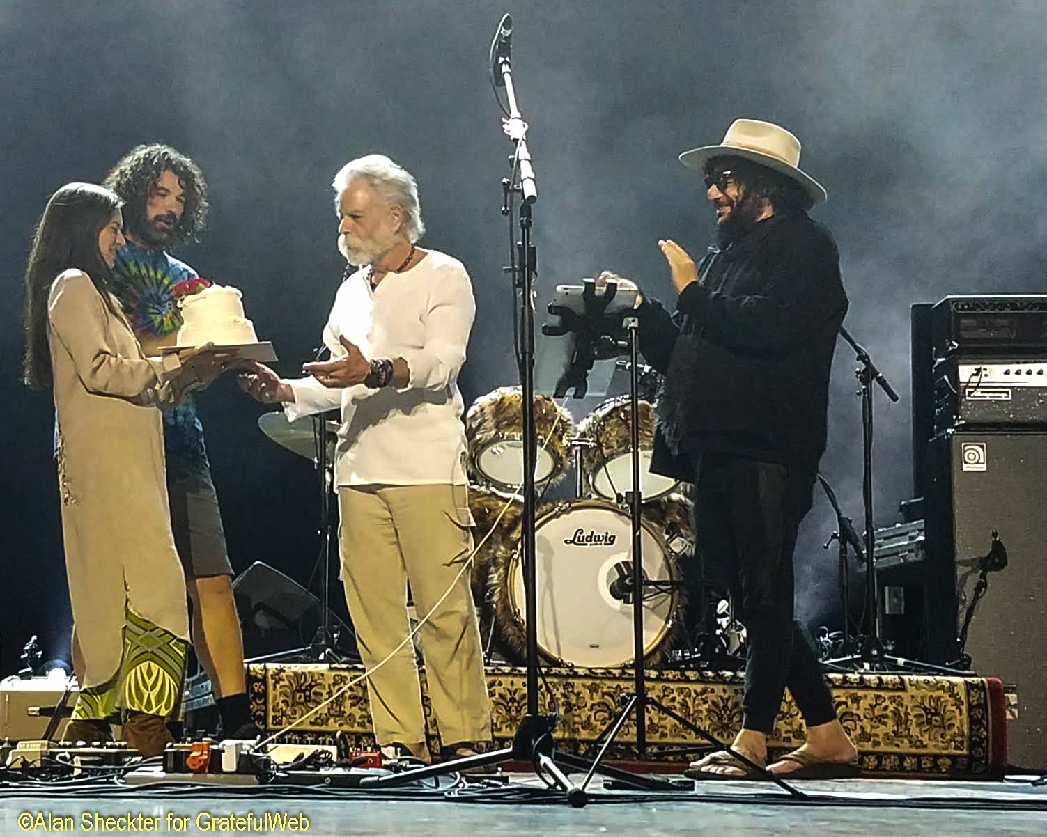 Natasha Weir does her part to share Bob Weir's 71st birthday with the audience