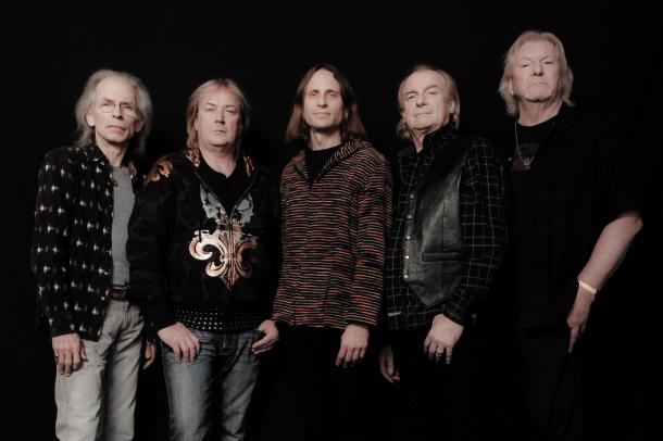 Pictured, from left: Steve Howe, Geoff Downes, Jon Davison, Alan White, Chris Squire
