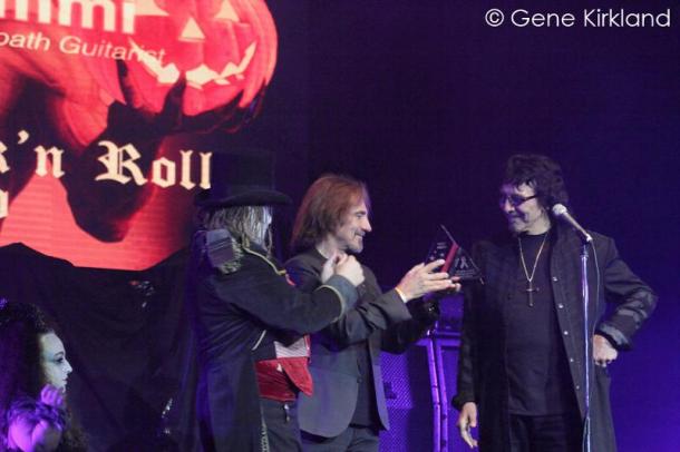 Terry 'Geezer' Butler presents bandmate Tony Iommi with "King of Rock and Roll" Award at Dio Cancer Fund Gala