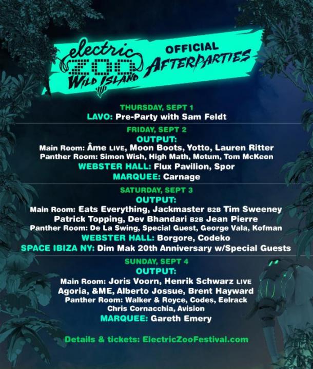 ELECTRIC ZOO: WILD ISLAND Music Fest NYC Sept 2-4 Afterparties, Mobile App, Set Times, Festival Map and More