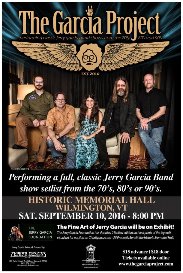 Jerry Garcia Foundation in conjunction with The Garcia Project are raising funds for the Historic Memorial Hall in Wilmington, VT