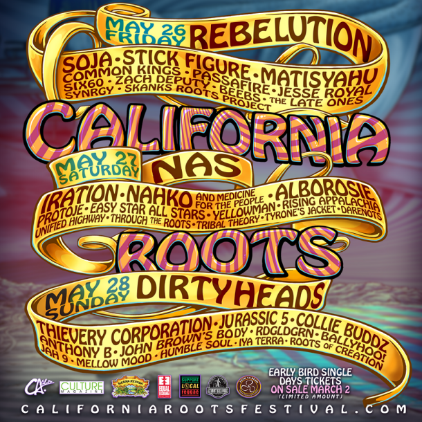 THE 8TH ANNUAL CALIFORNIA ROOTS MUSIC AND ARTS FESTIVAL ANNOUNCES DAY-BY-DAY LINEUP