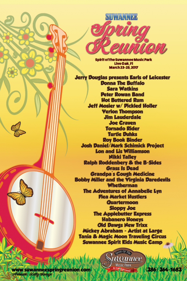 March 23-25, 2017 at Spirit of the Suwannee Music Park in Live Oak, FL