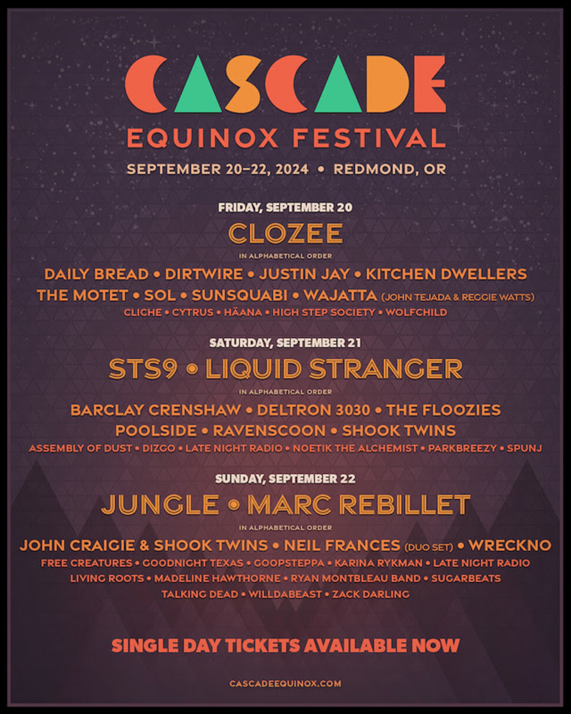Cascade Equinox unveils daily lineups, single-day tickets, ‘Summer Jams’ pre-party series, Melty Meltdown stage curation partnership, and more