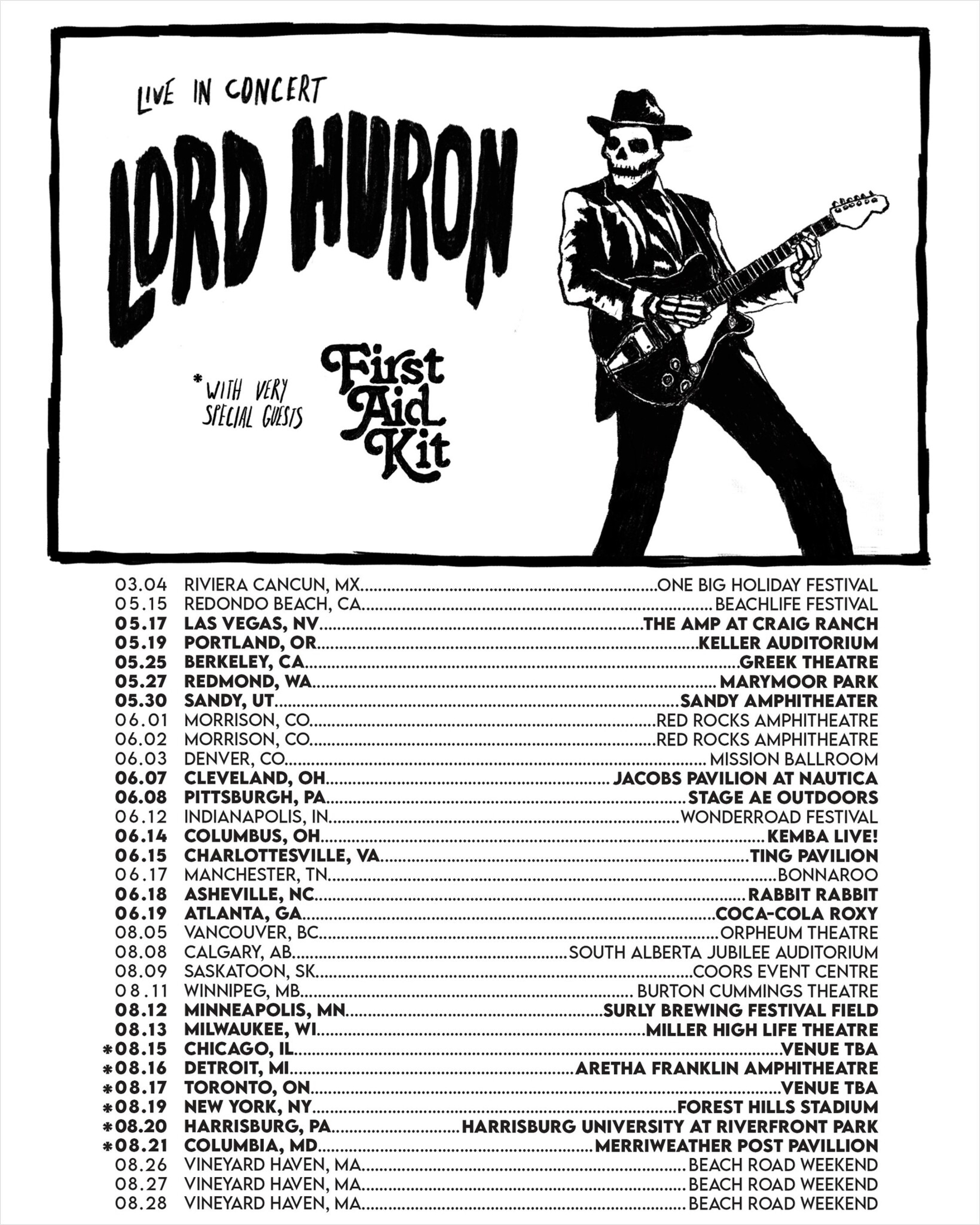 LORD HURON ANNOUNCES NEW DATES ADDED TO NORTH AMERICAN HEADLINE TOUR FOR SUMMER 2022