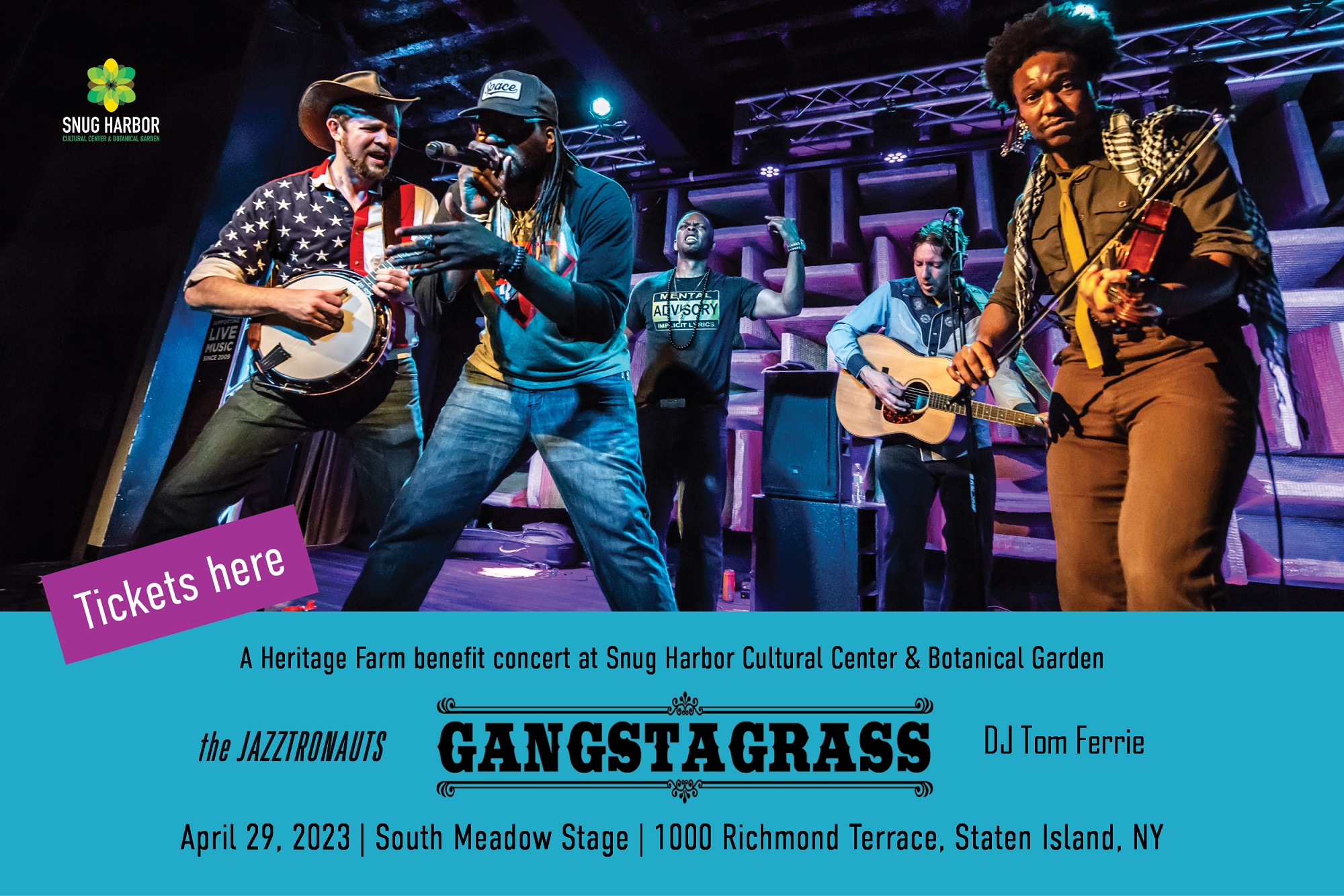 Snug Harbor Cultural Center & Botanical Garden Announces  Gangstagrass: A Heritage Farm Benefit Concert with Live Music and Food Trucks on Saturday, April 29, 2023