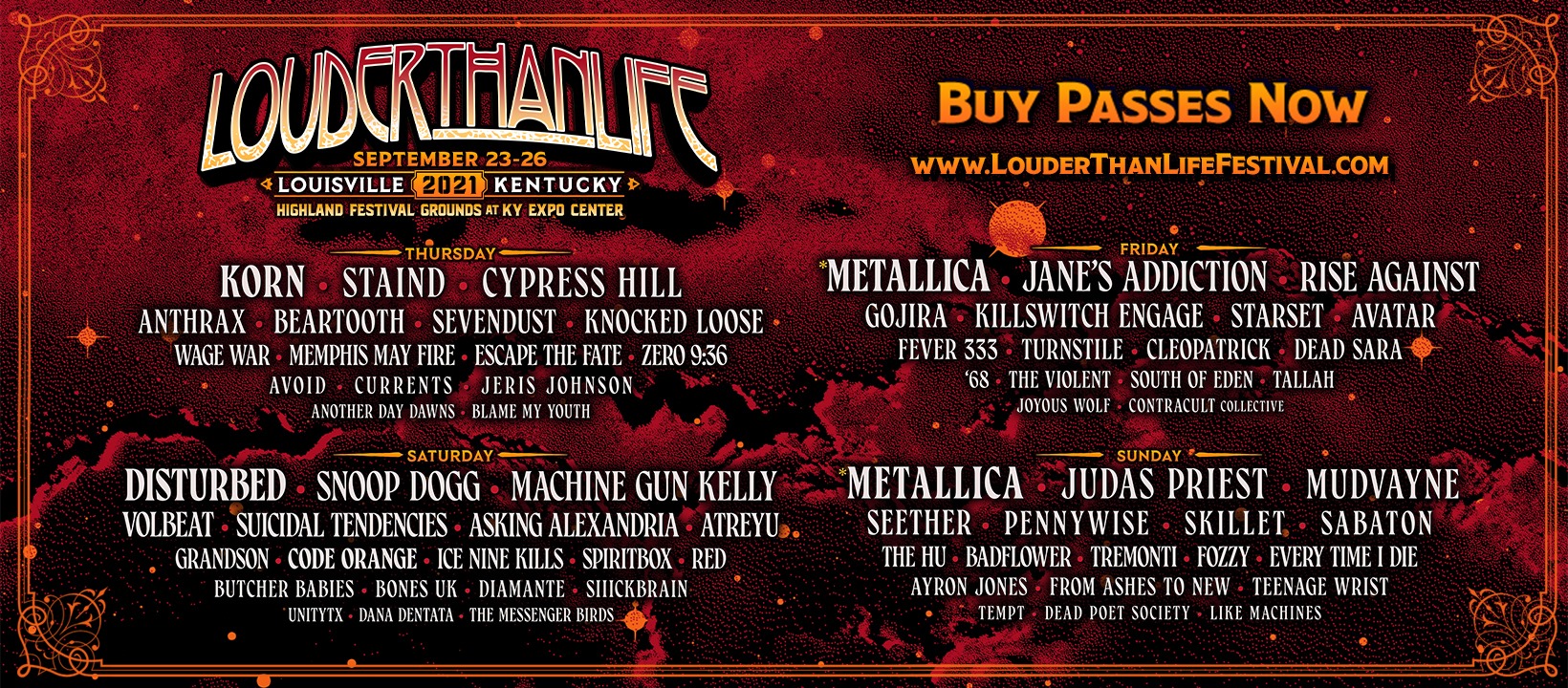 Louder Than Life Announces Lineup For The World’s Largest Rock ‘N’ Roll Whiskey Festival