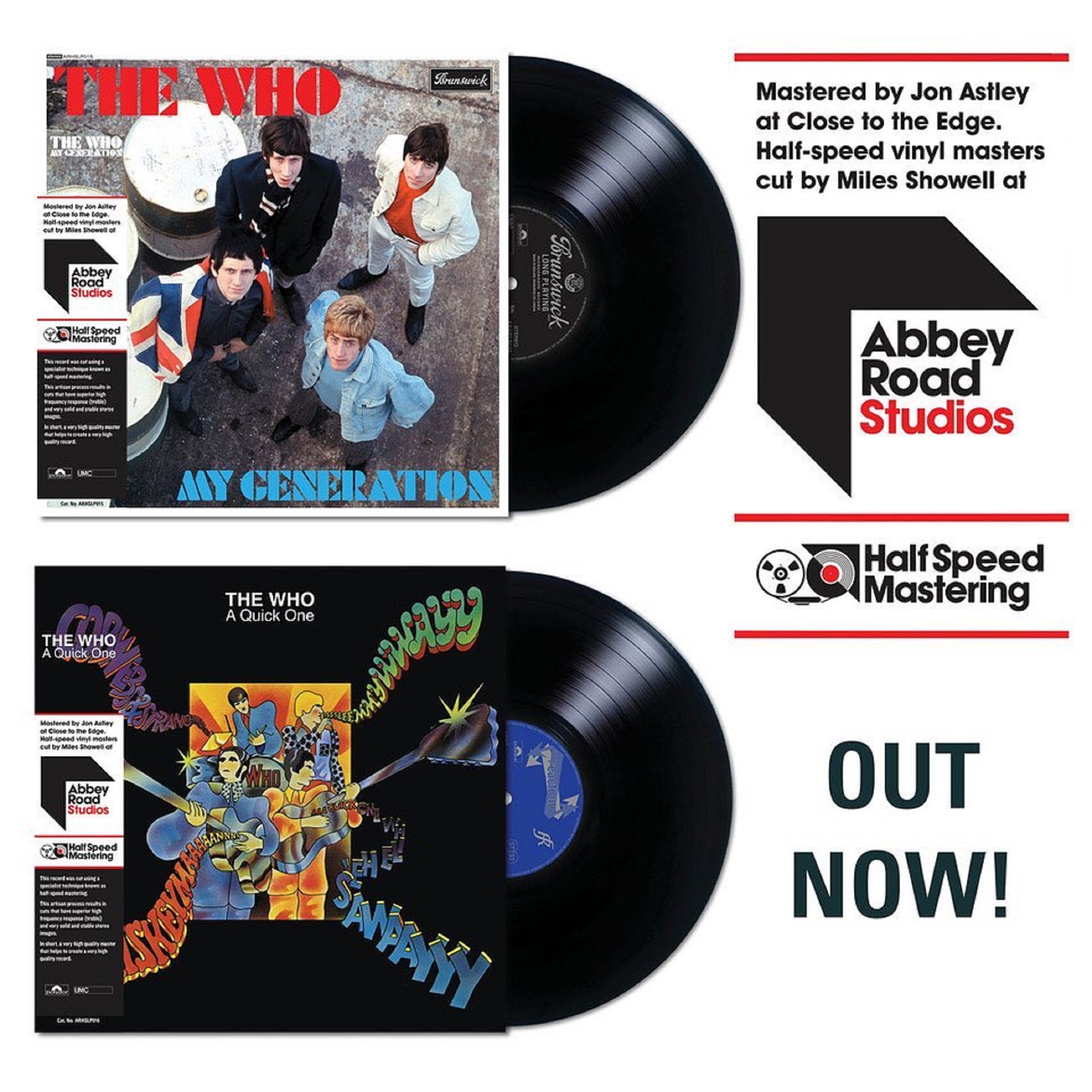 THE WHO - TWO BRAND NEW LIMITED EDITION HALF SPEED MASTERED ALBUMS 'MY GENERATION' & 'A QUICK ONE' AVAILABLE NOW