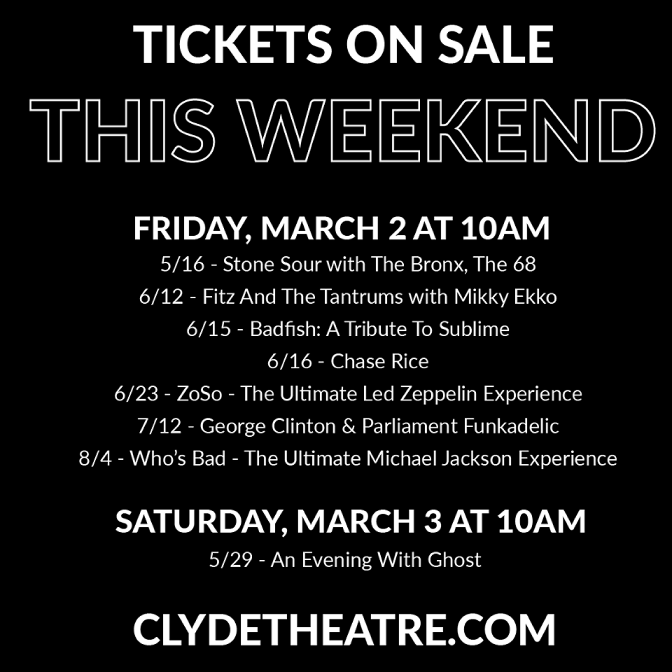 First Wave of Concerts Announced for The Clyde Theatre in Fort Wayne