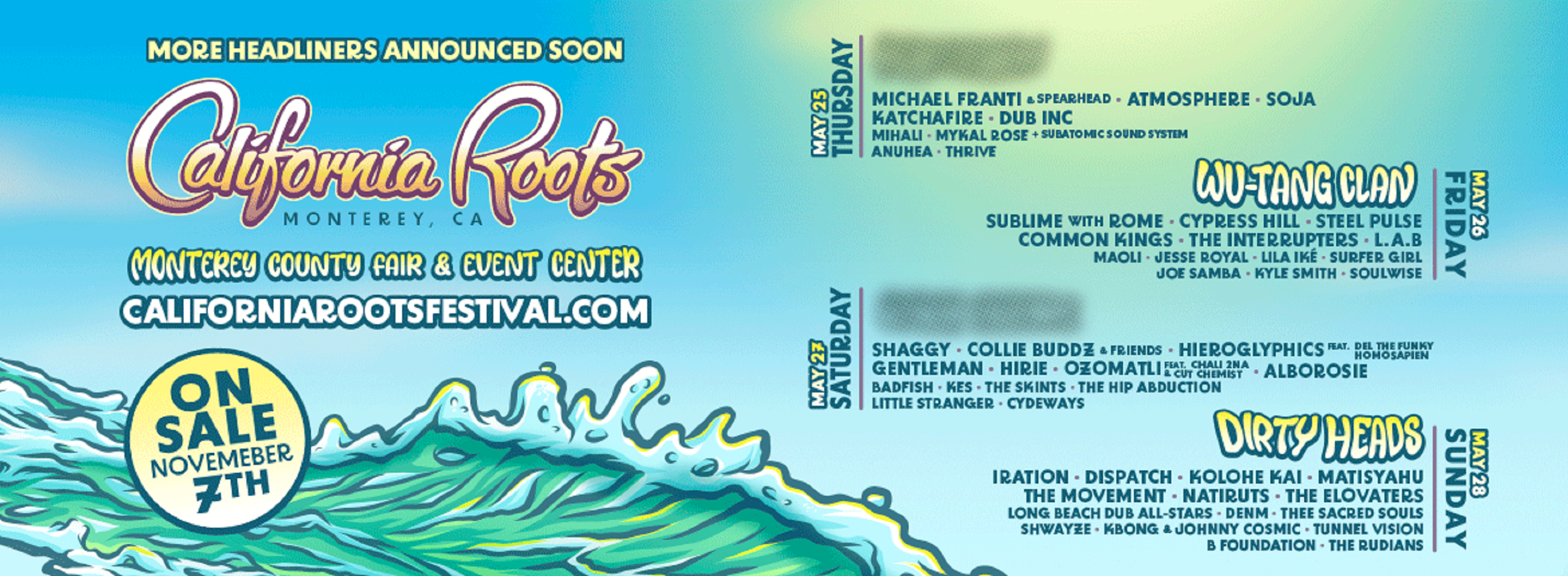 Cali Roots 2023 Line Up Announced featuring Wu-Tang Clan, Dirty Heads, Cypress Hill, Shaggy, Michael Franti & Much More!