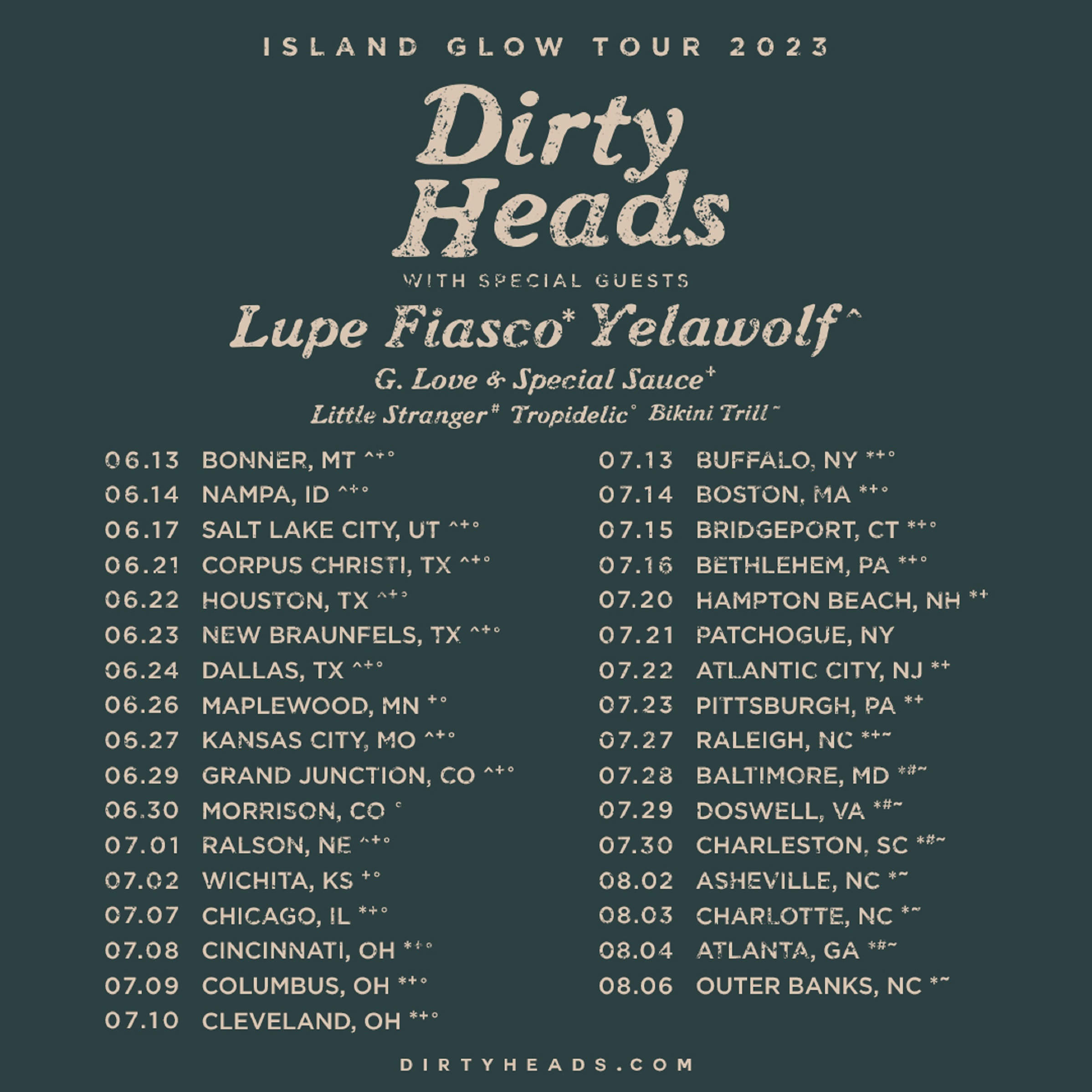 dirty heads tour setlist