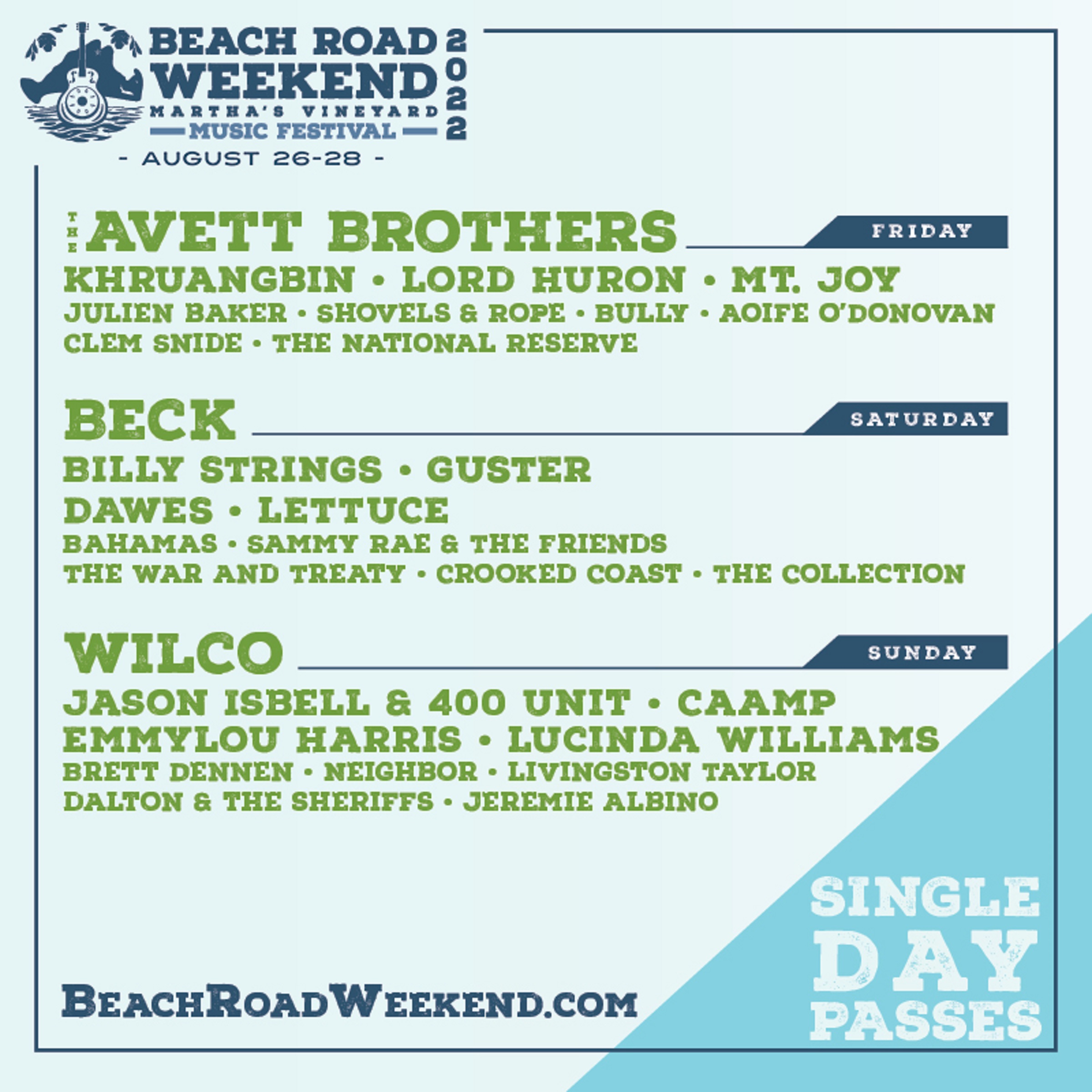 Friends of Martha’s Vineyard Concerts Announces Lineups for 2022 Beach Road Weekend and MV Concert Series