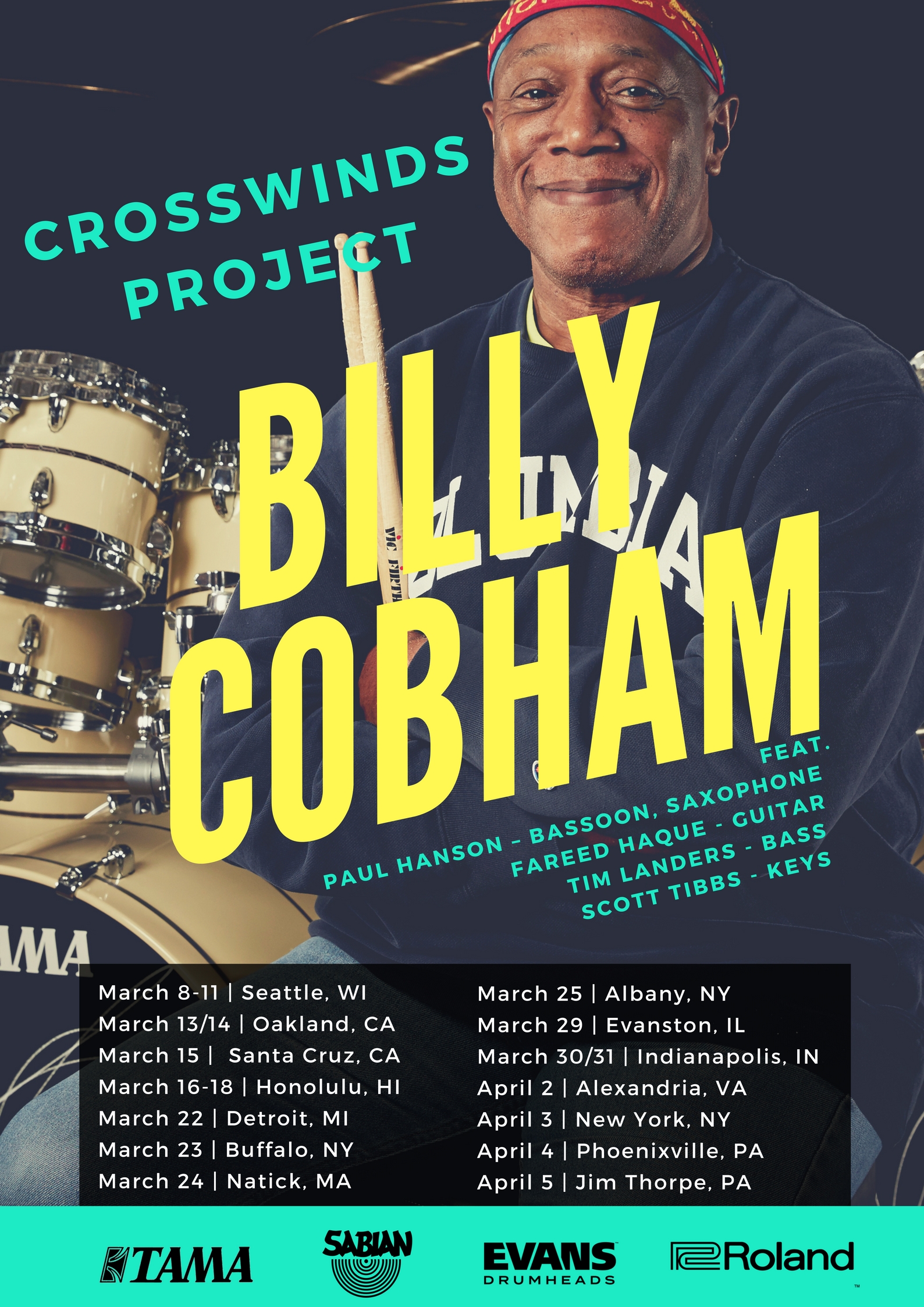 Billy Cobham On Tour March-April 2018