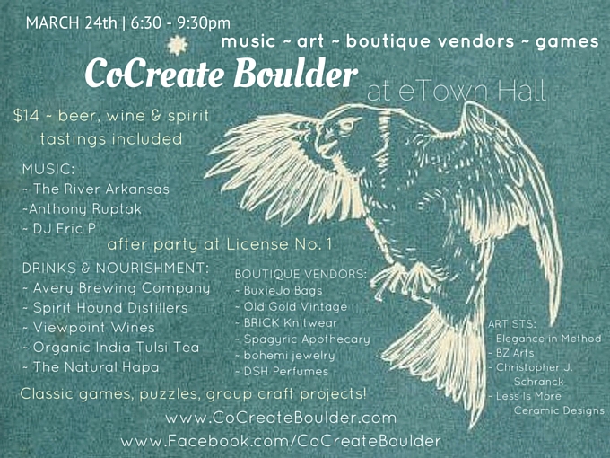 CoCreate Boulder at eTown Hall, 3/24/16