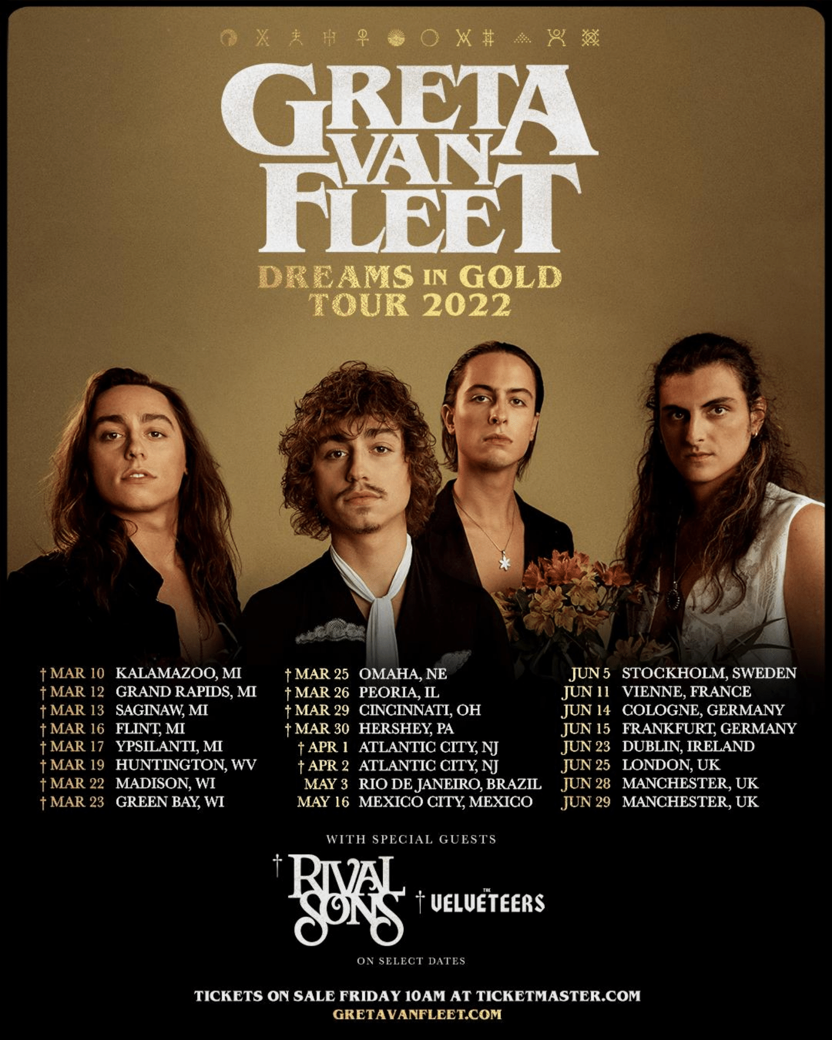 GRETA VAN FLEET ANNOUNCE DREAMS IN GOLD TOUR 2022