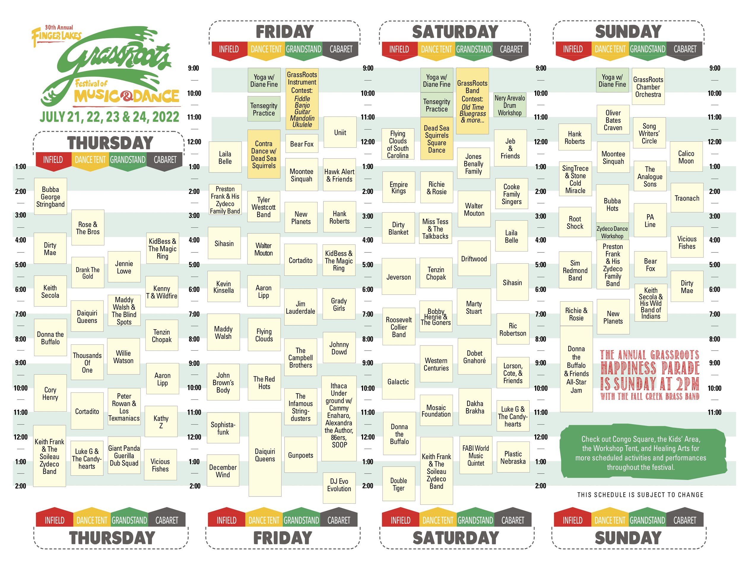 Finger Lakes GrassRoots Festival of Music & Dance announce Daily Lineup