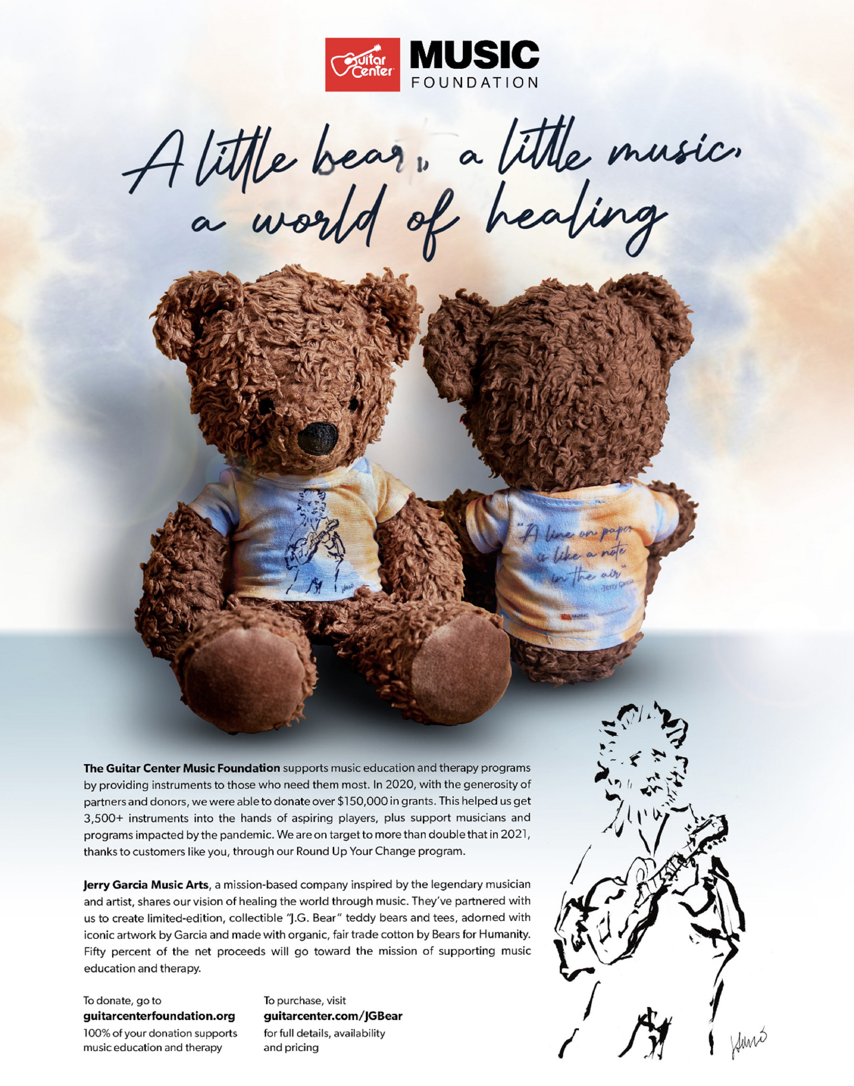  The Guitar Center Music Foundation collaborates with Jerry Garcia Music Arts on new JG Bear Collectible Items to Raise Funds for Arts and Music Education