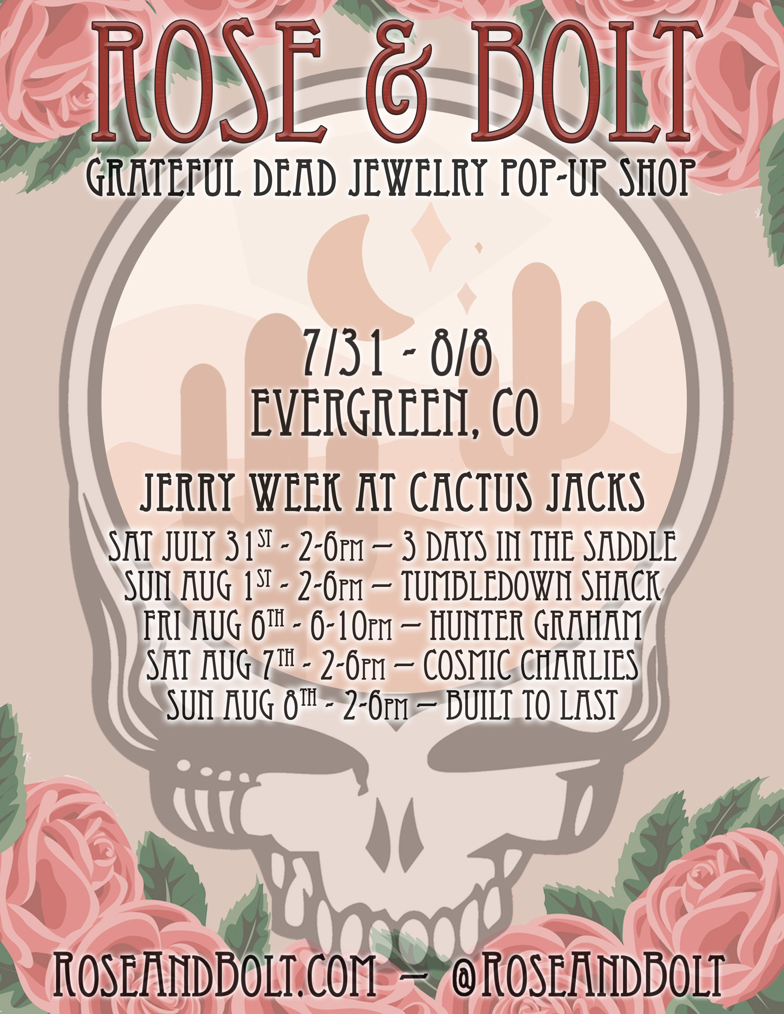 Rose & Bolt Pop-Up Shop at Cactus Jack's in Evergreen, CO