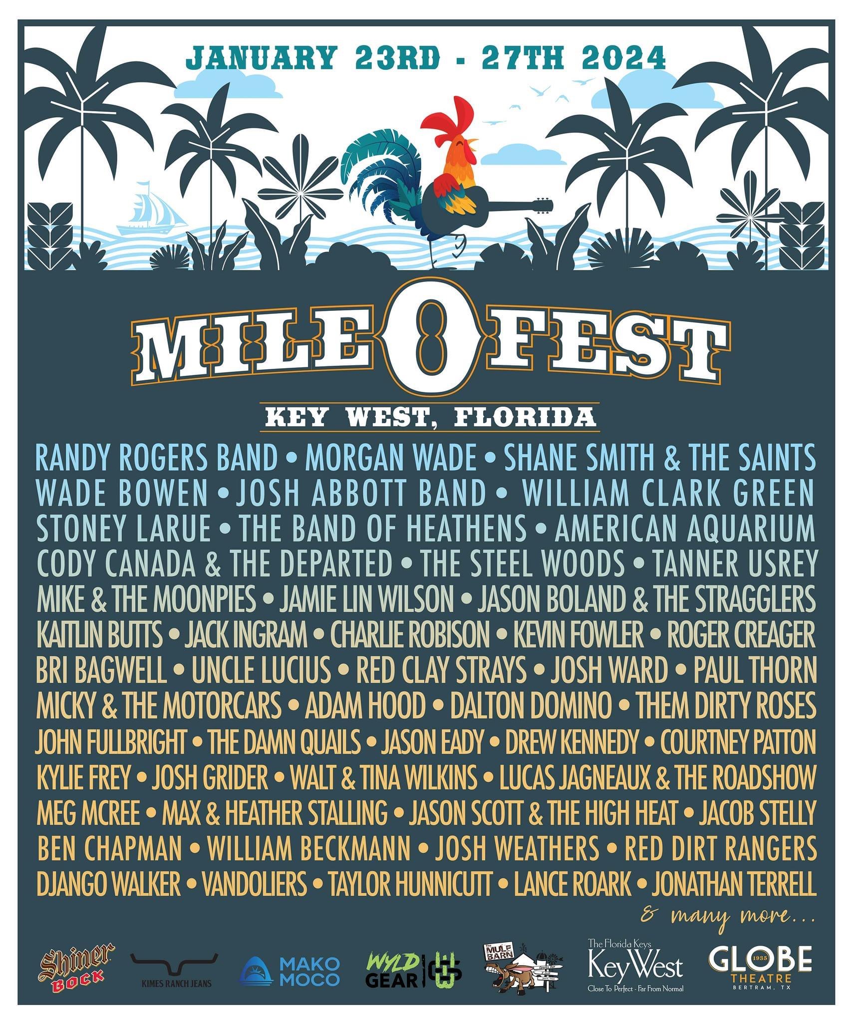 OH WOOK! PRODUCTIONS RELEASES LINEUP FOR 7th ANNUAL MILE 0 FEST KEY WEST, JANUARY 23-27, 2024
