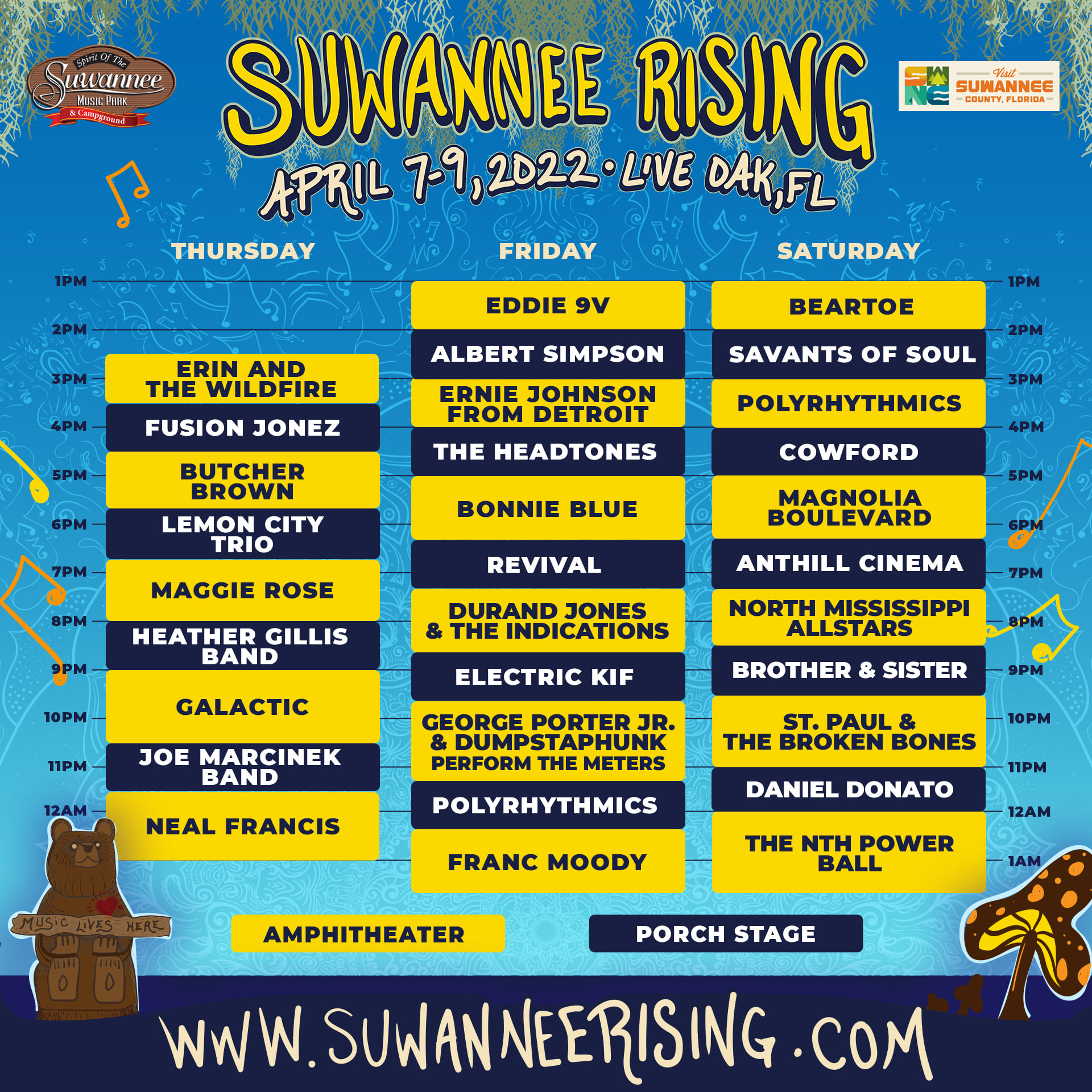 Suwannee Rising 2022 Releases Schedule