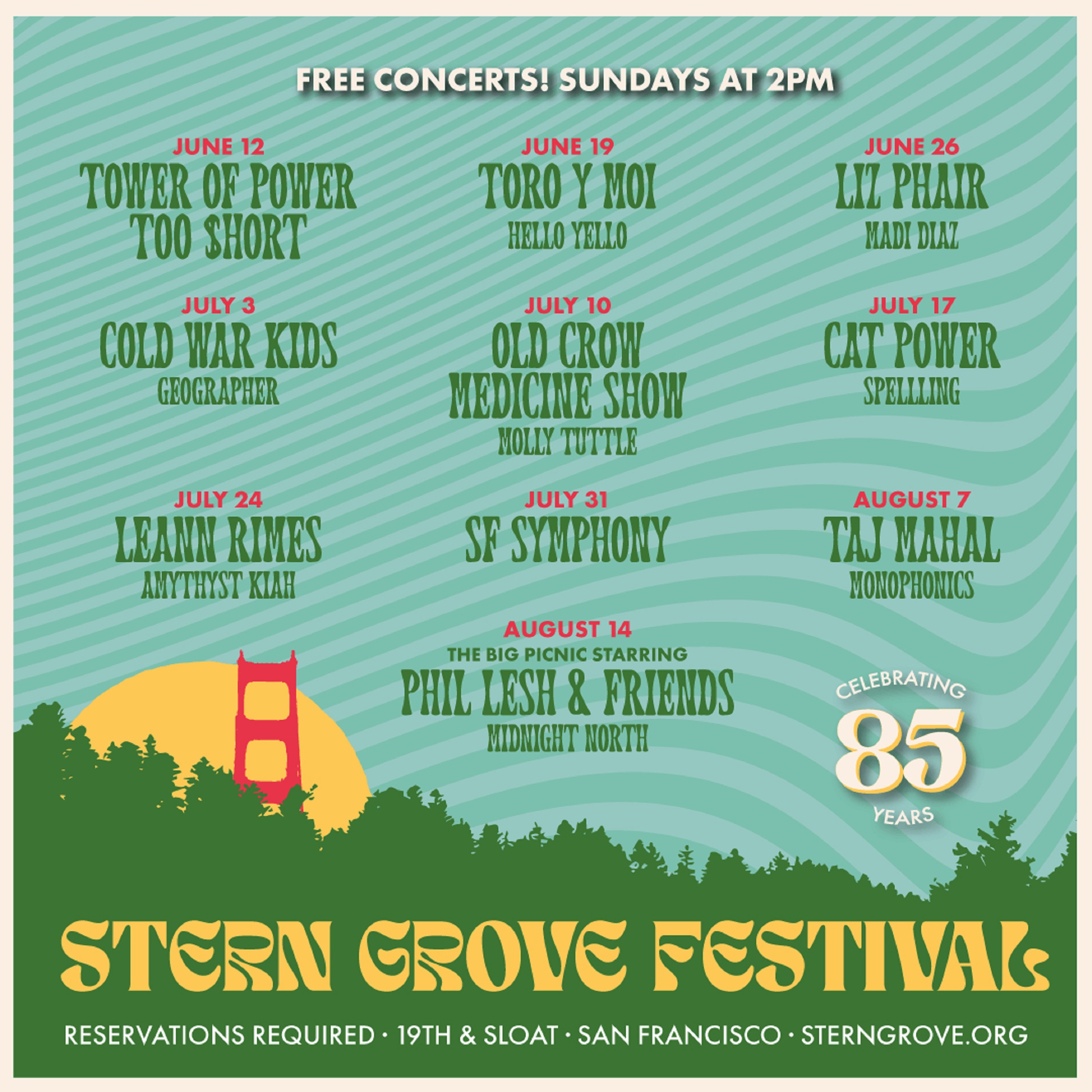 Phil Lesh, Tower of Power, Taj Mahal & More Headline Stern Grove Music Festival