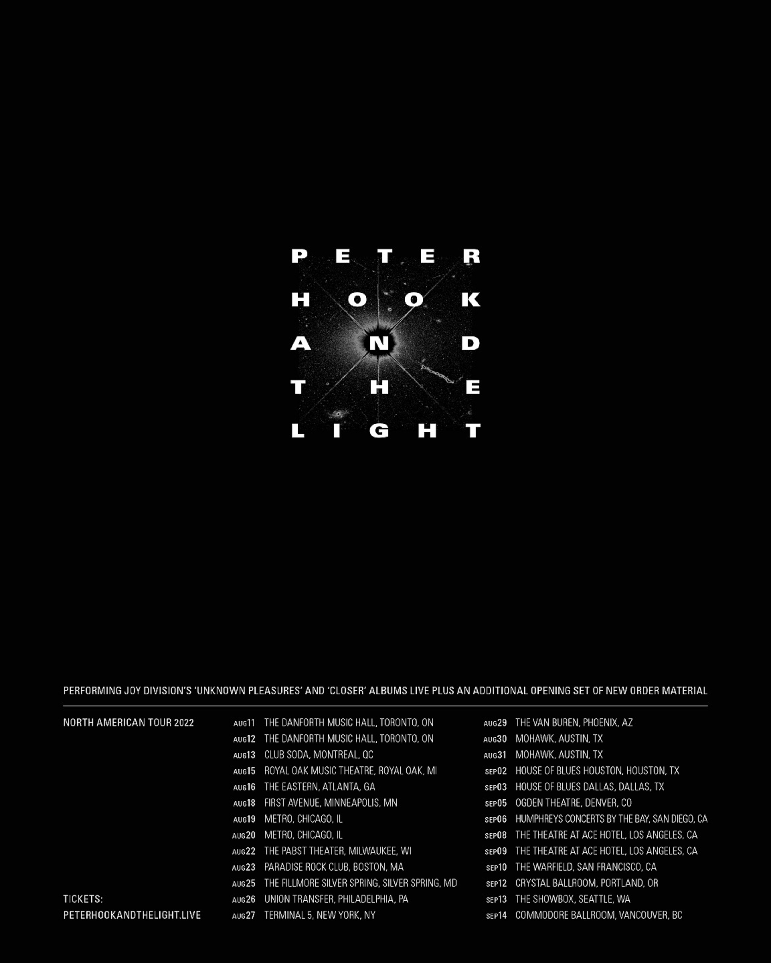 Peter Hook & The Light Announce 26 Date "Joy Division : A Celebration" North American Tour