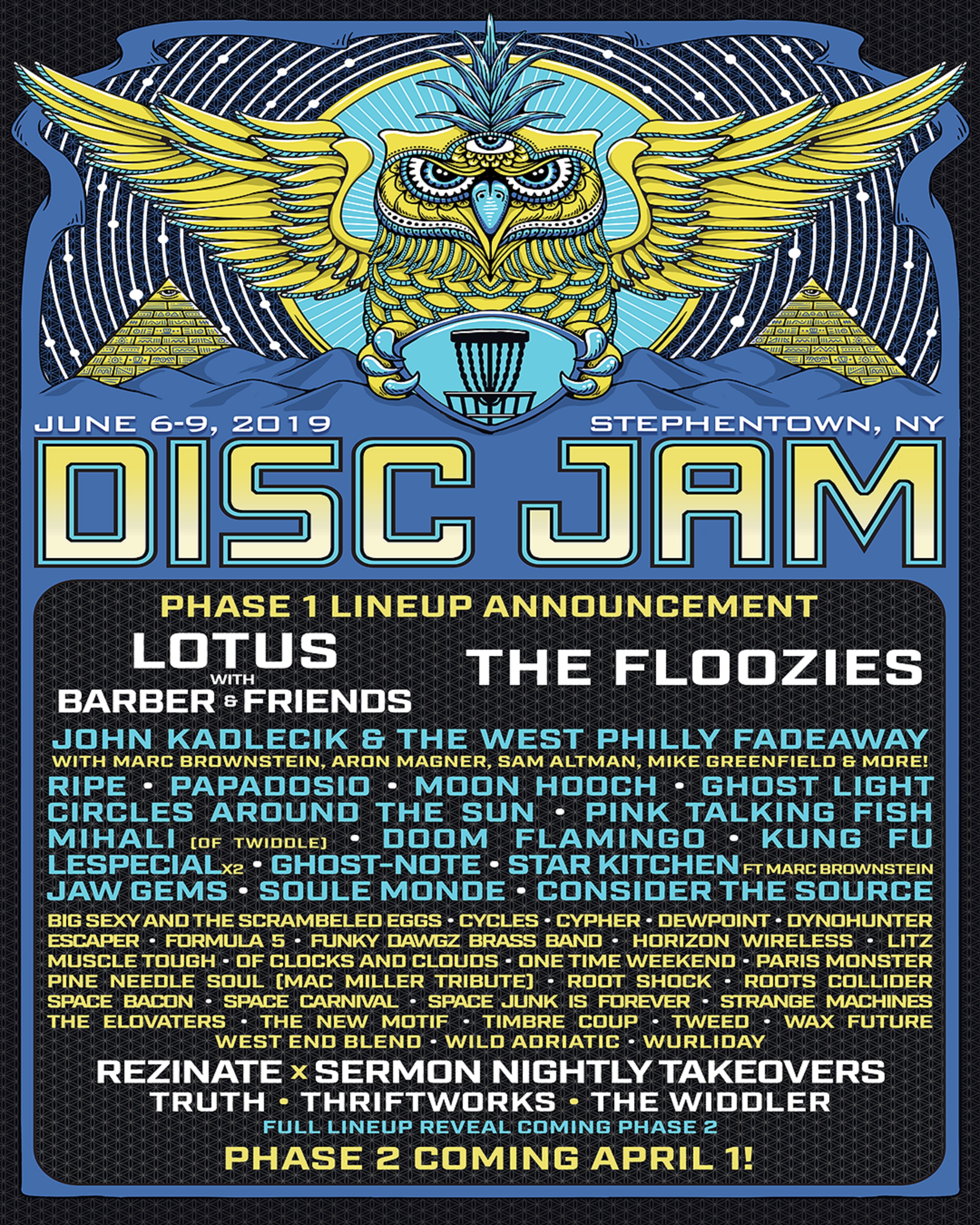 Disc Jam Music Festival 2019 Lineup Phase 1