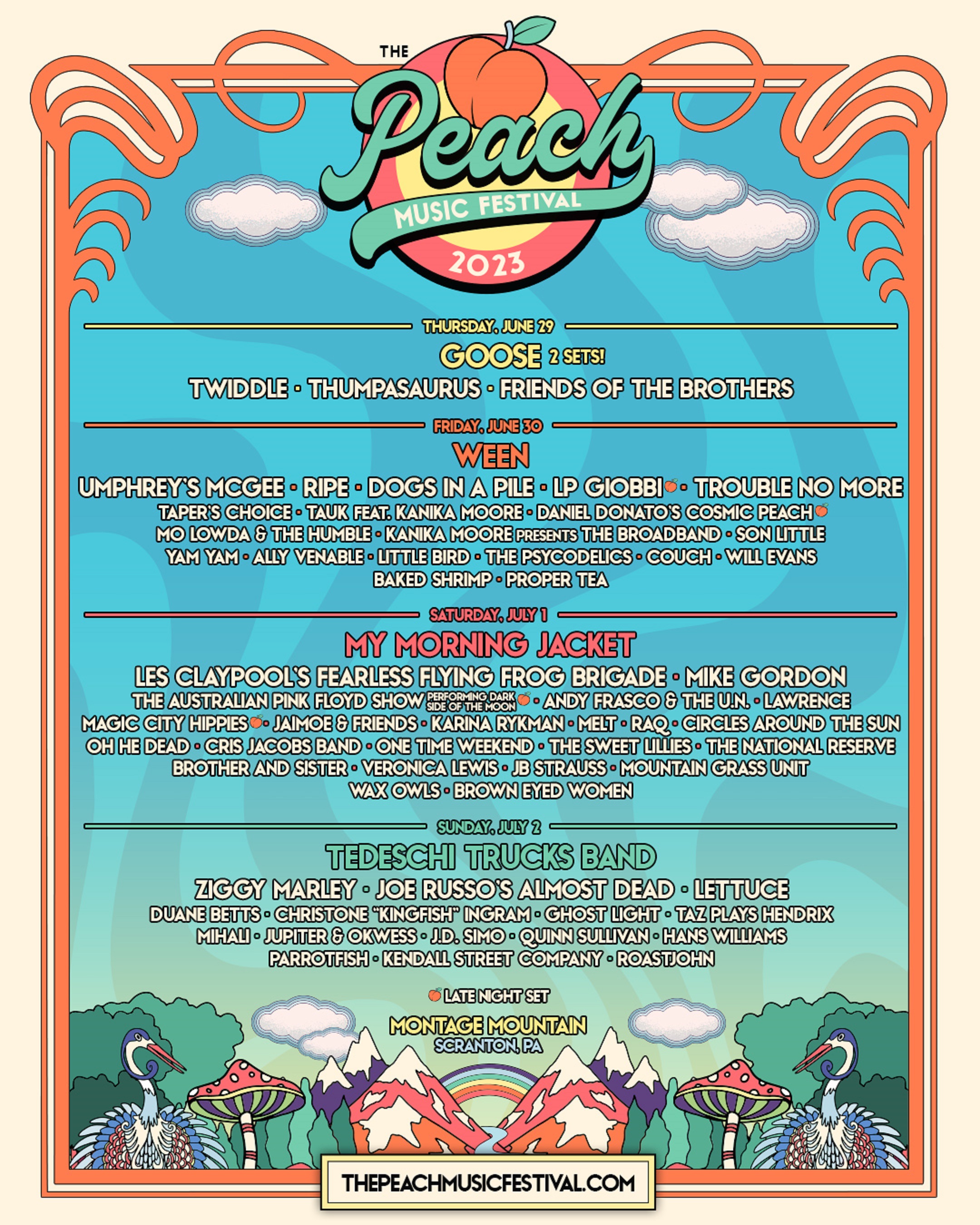 PEACH MUSIC FESTIVAL REVEALS DAILY SET TIMES