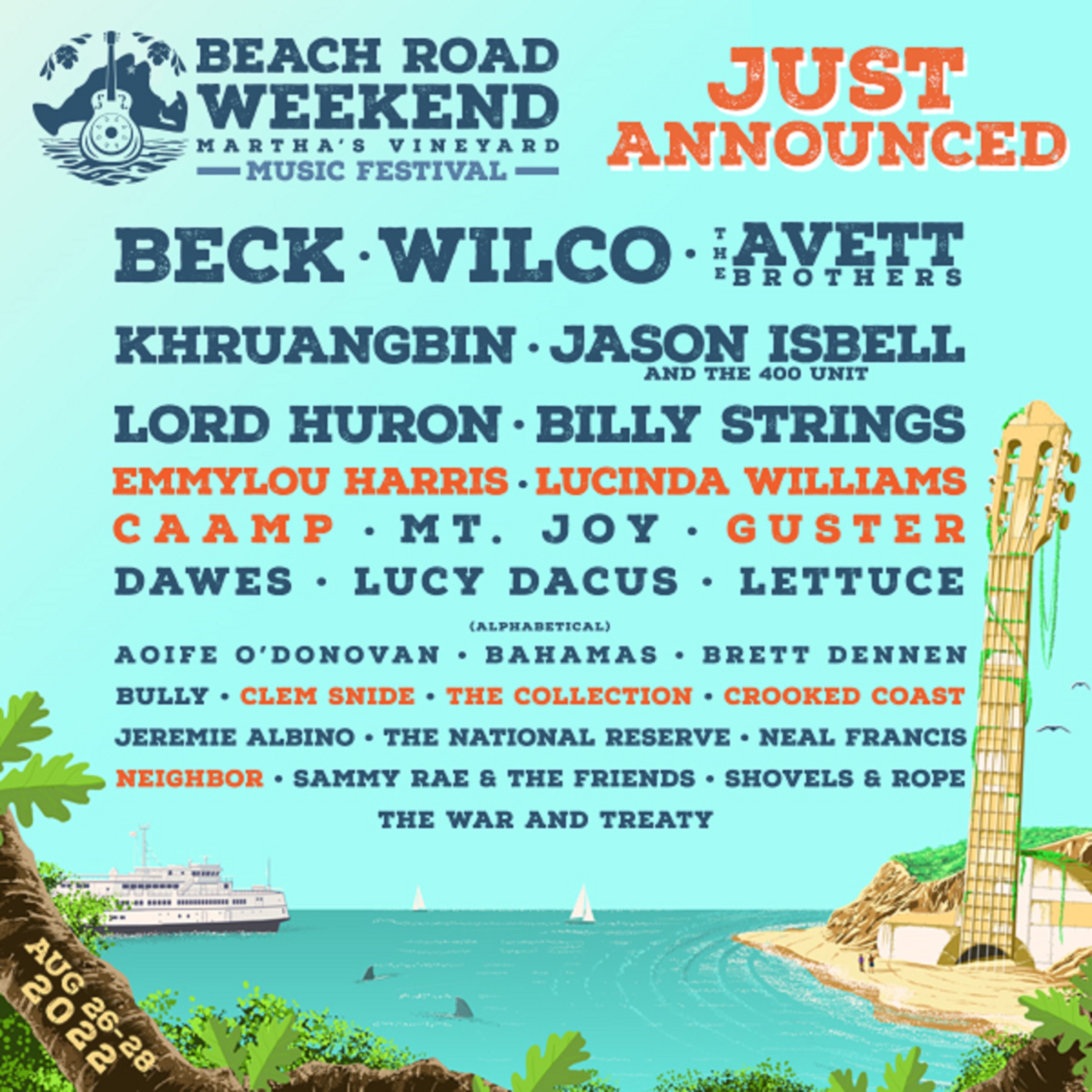 Emmylou Harris, Lucinda Williams, Caamp, Guster and more join the Beach Road Weekend 2022 Lineup