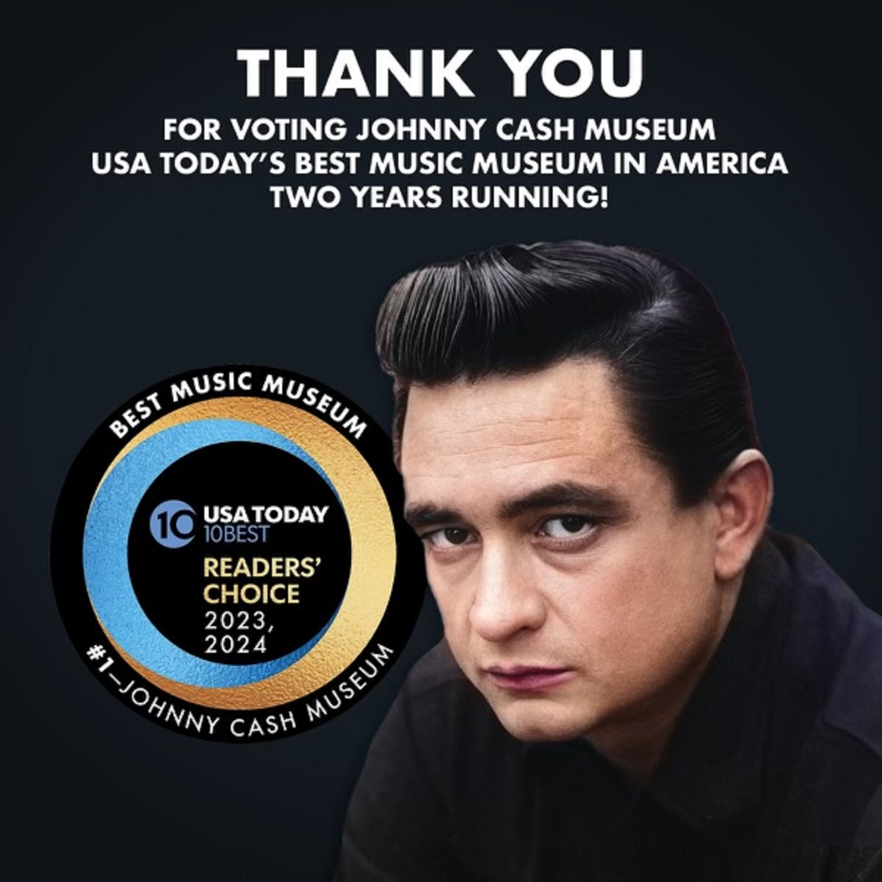 Johnny Cash Museum Clinches Back-To-Back Victory As Best Music Museum In 2024 USA Today/10Best Readers’ Choice Travel Awards