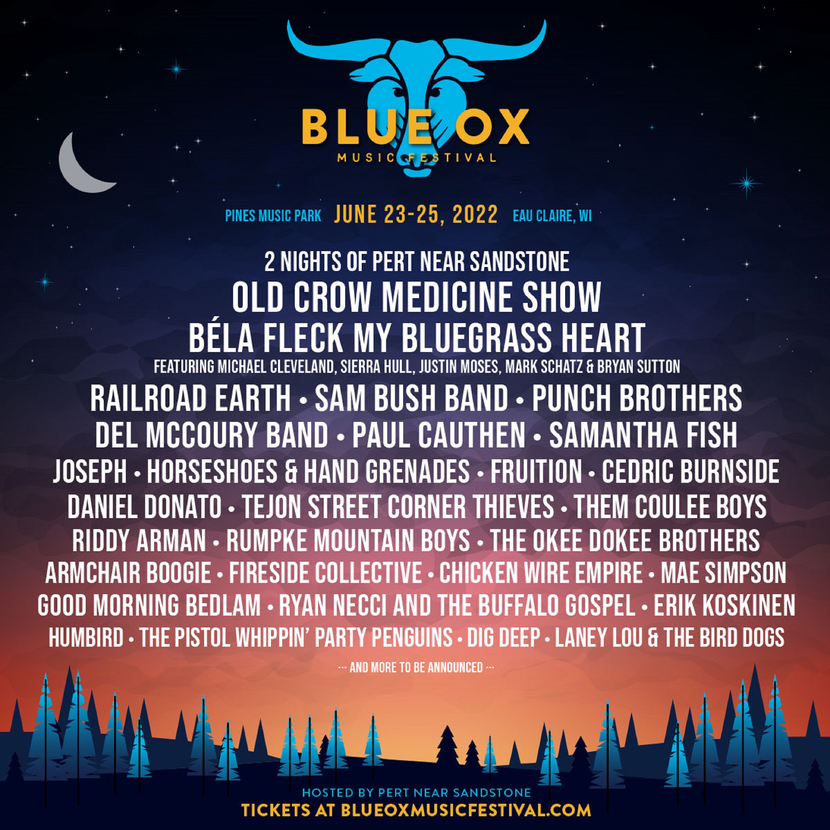 BLUE OX MUSIC FESTIVAL ANNOUNCES ITS INITIAL ARTIST LINEUP FOR 2022