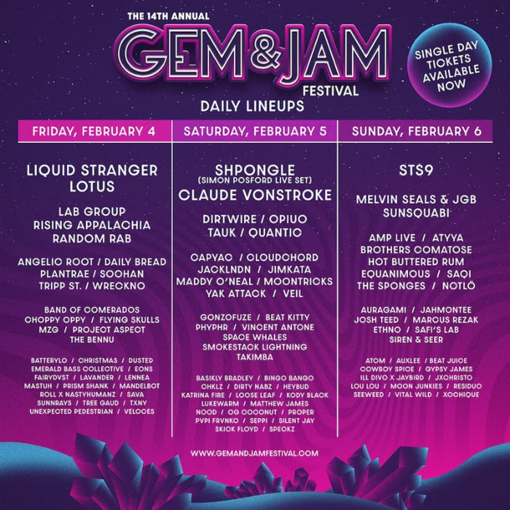 Gem & Jam Festival unveils lineup additions + art and wellness programming