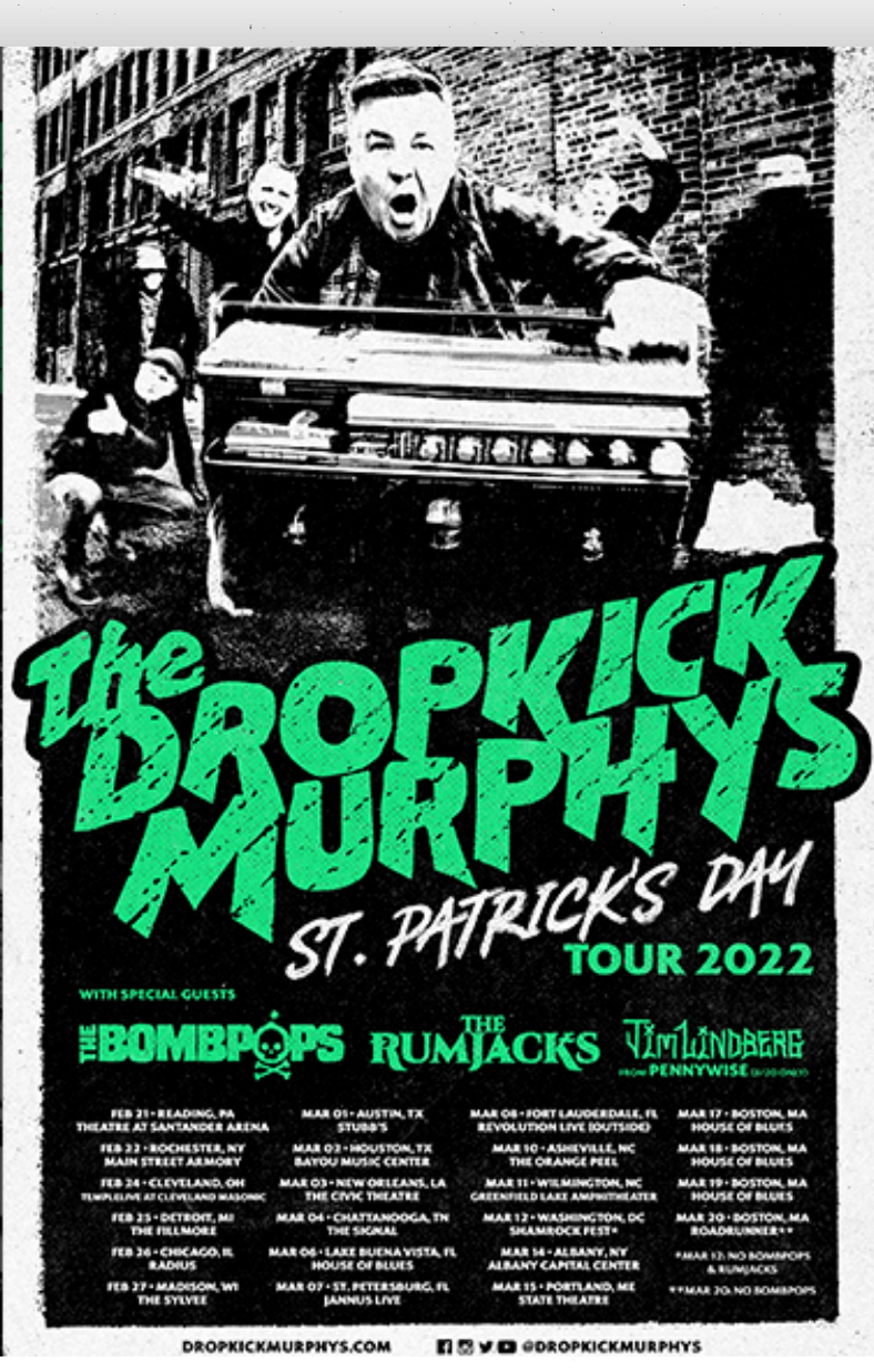 Dropkick Murphys Announce Update For St. Patrick’s Day Tour And European Summer Dates
