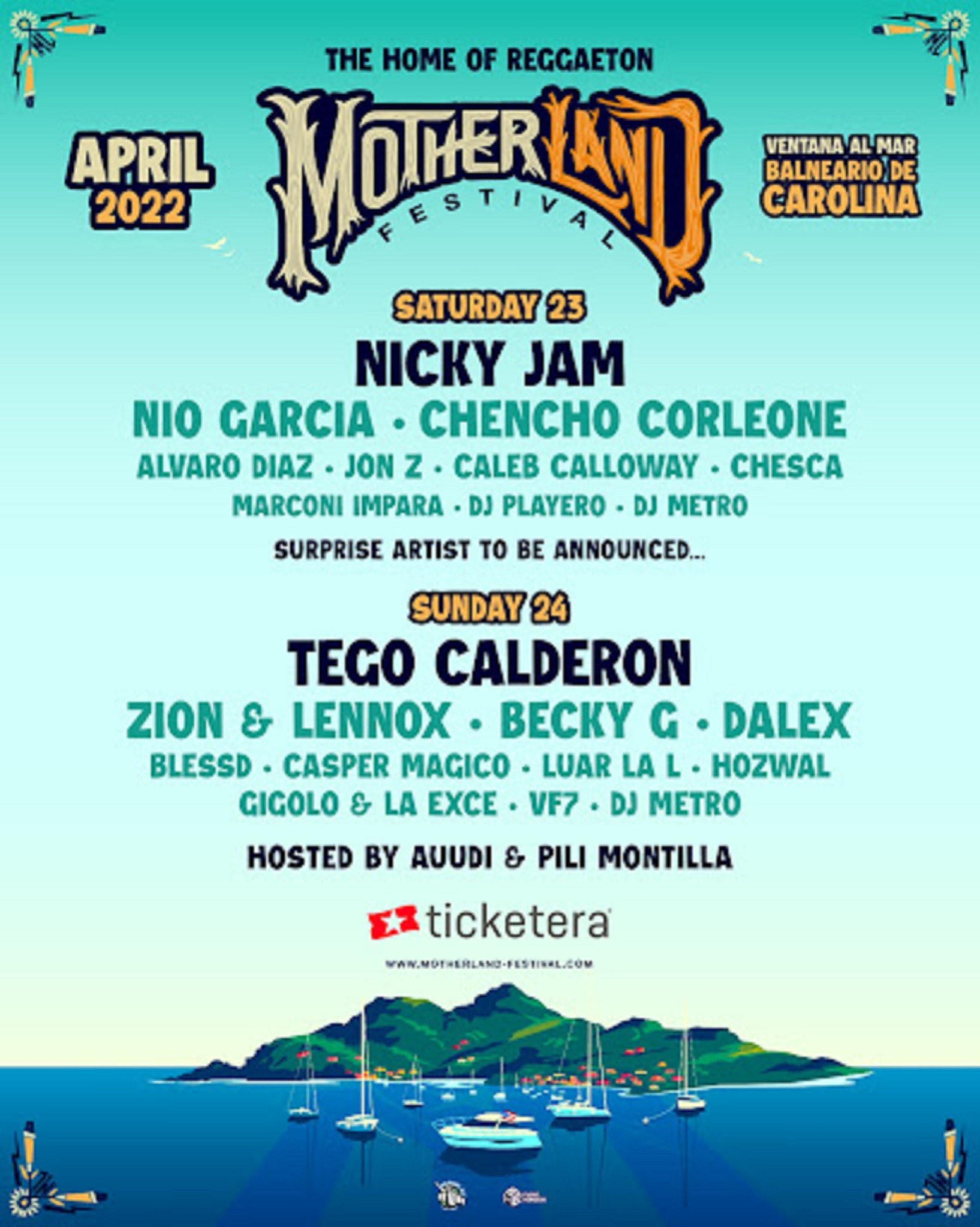 San Juan, PR's First Reggaeton Festival, Motherland Festival Announces Nicky Jam, Tego Calderon, Becky G + Venue April 23, 24 2022