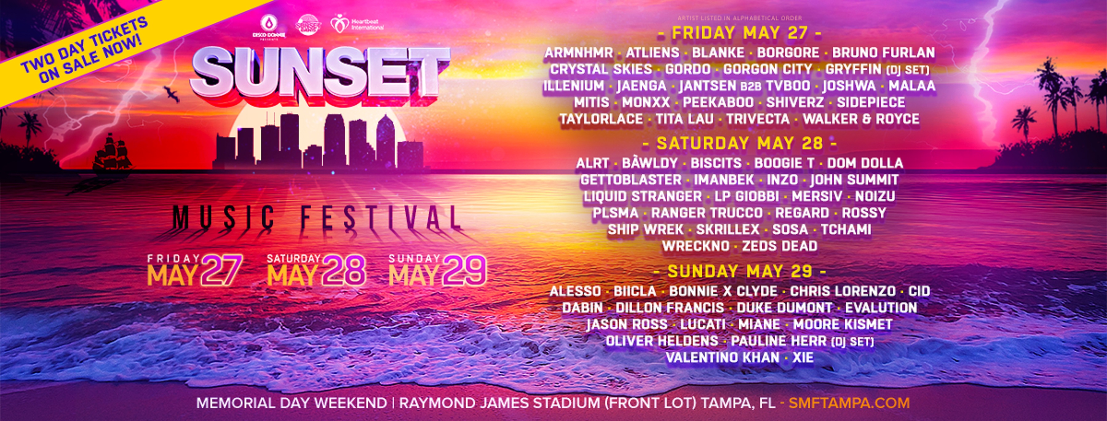 Sunset Music Fest Featuring Alesso, Skrillex, Illenium, Announces