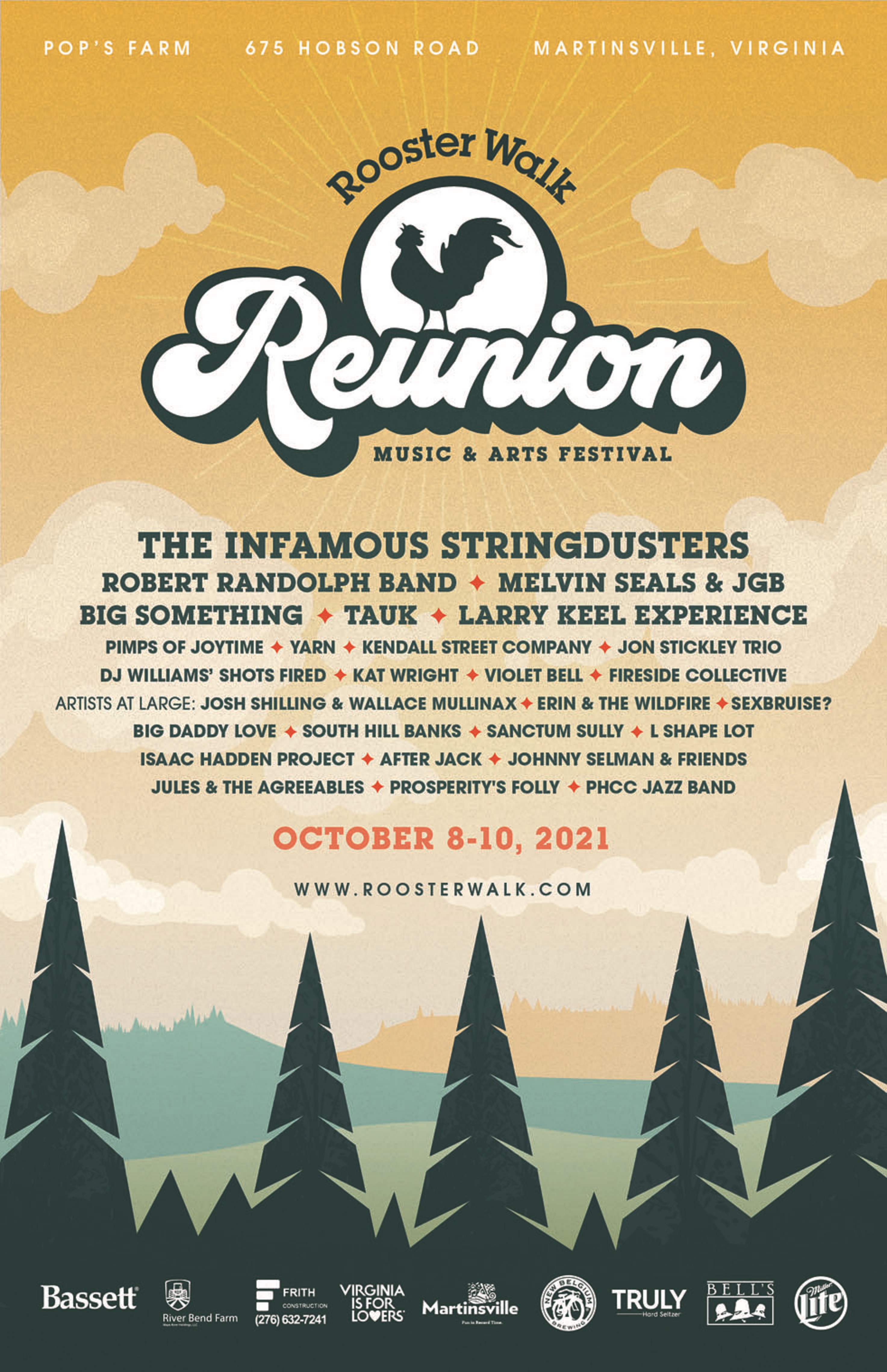 ANNOUNCING Rooster Walk Reunion festival Oct. 8-10, 2021