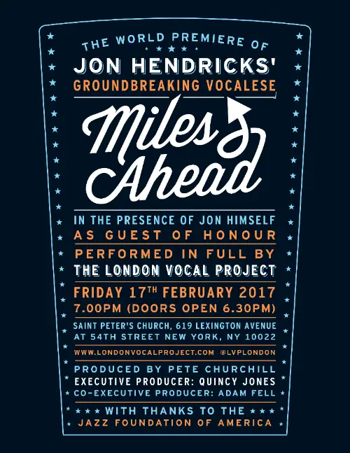 Jon Hendricks' Miles Ahead NYC Premiere