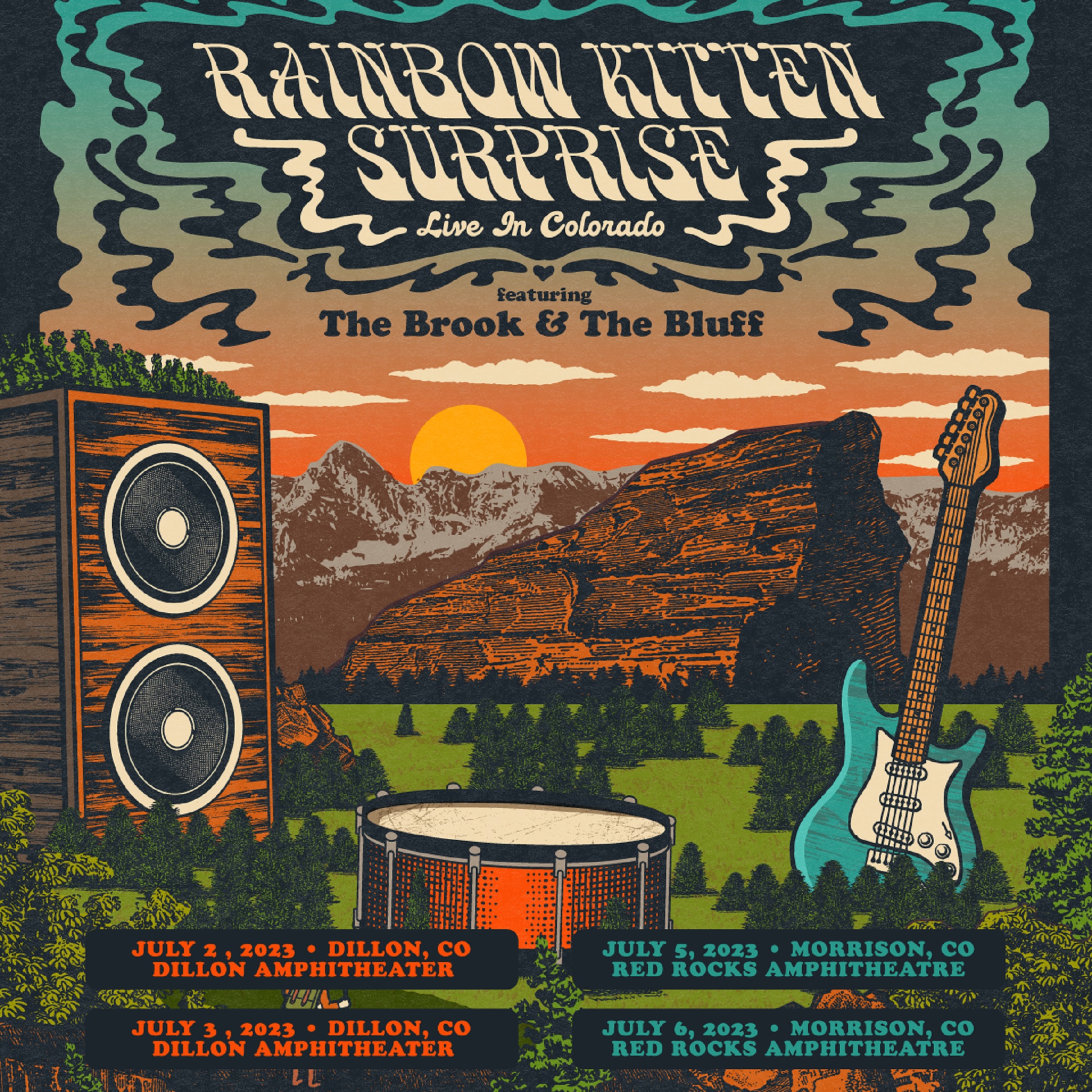 RAINBOW KITTEN SURPRISE - Dillon Amphitheater July 2 & 3, Red Rocks Amphitheatre July 5 & 6, 2023