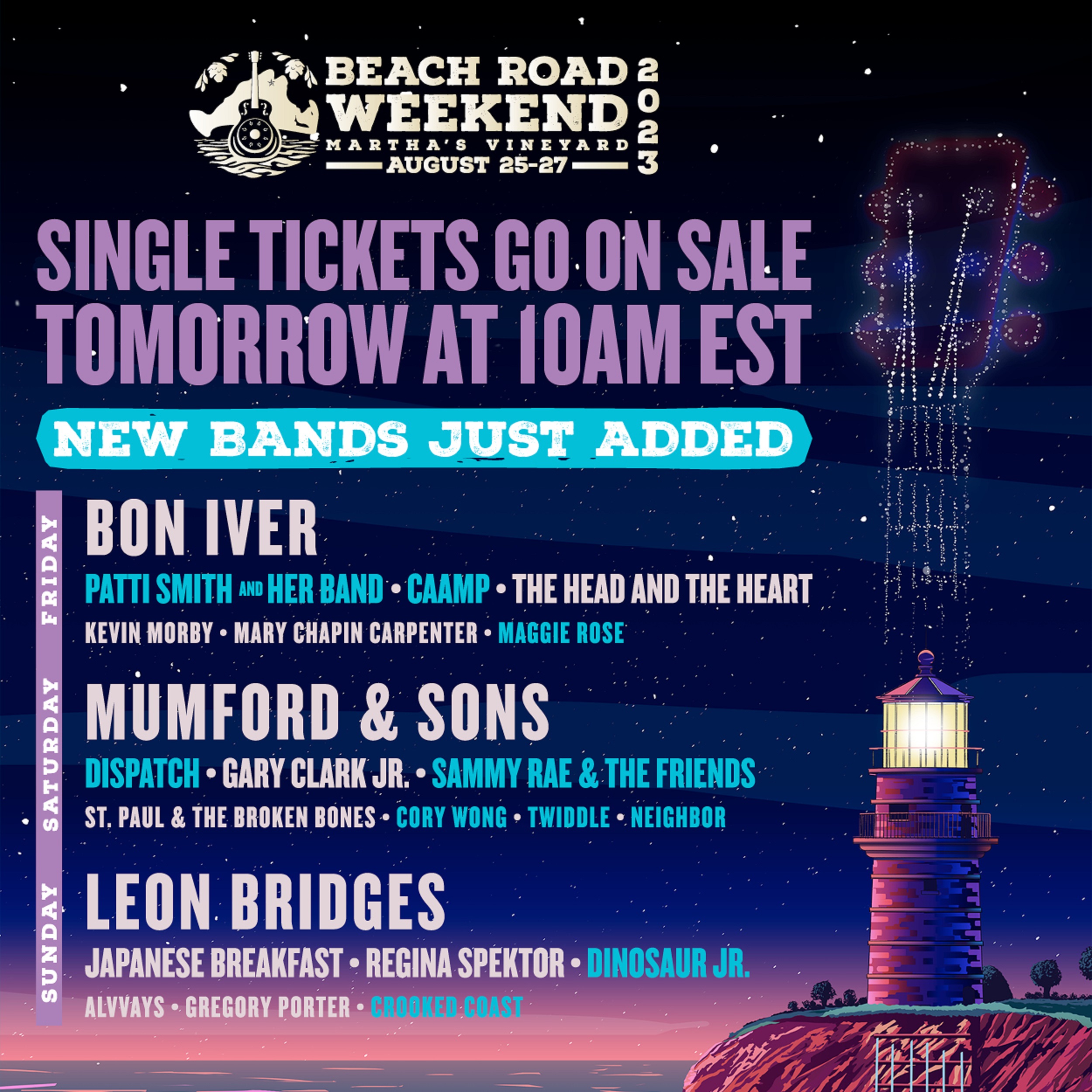 Beach Road Weekend 2023 Adds Patti Smith, Dispatch, Caamp & More
