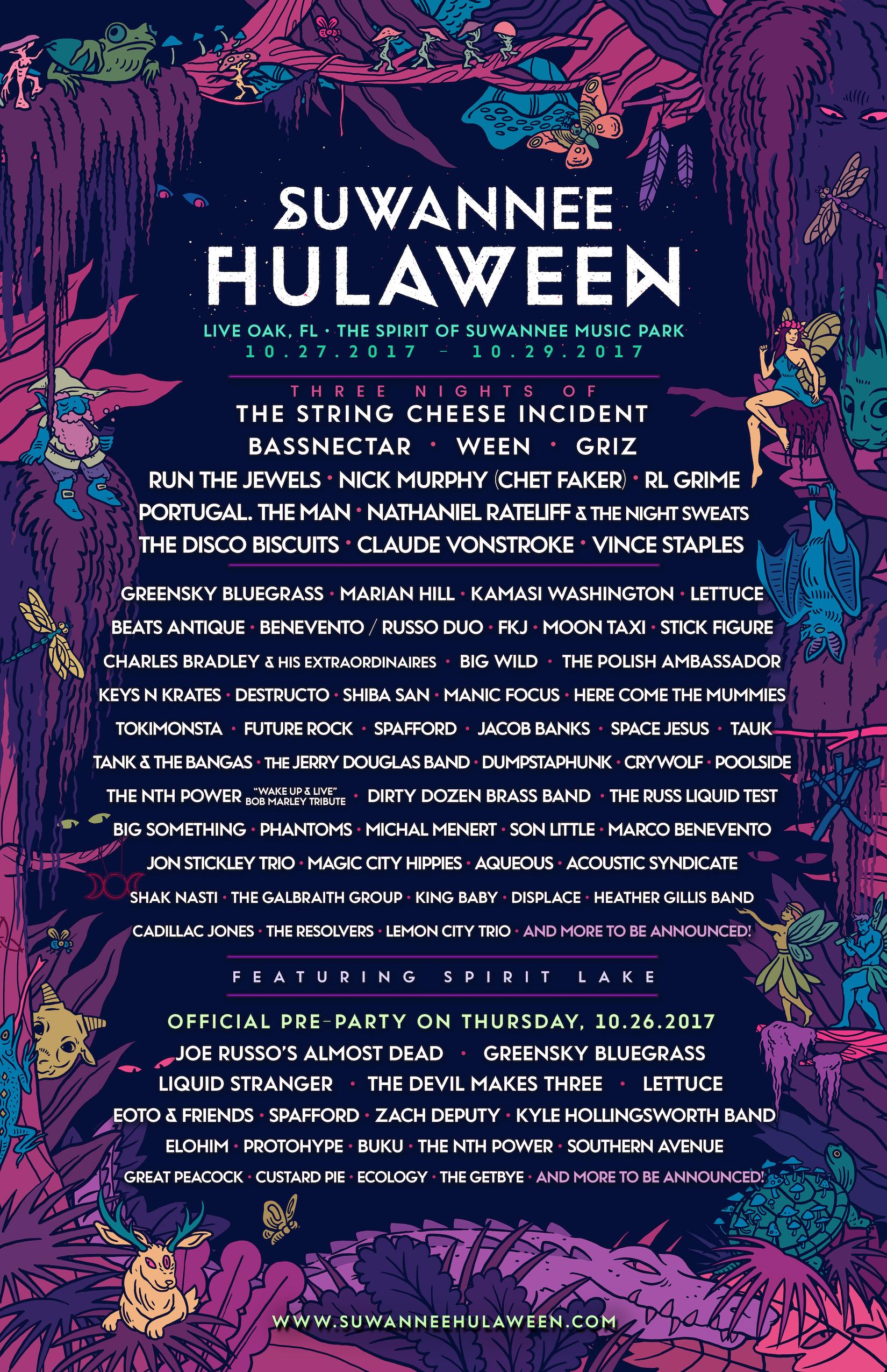 Suwannee Hulaween 2017 Artist Lineup 