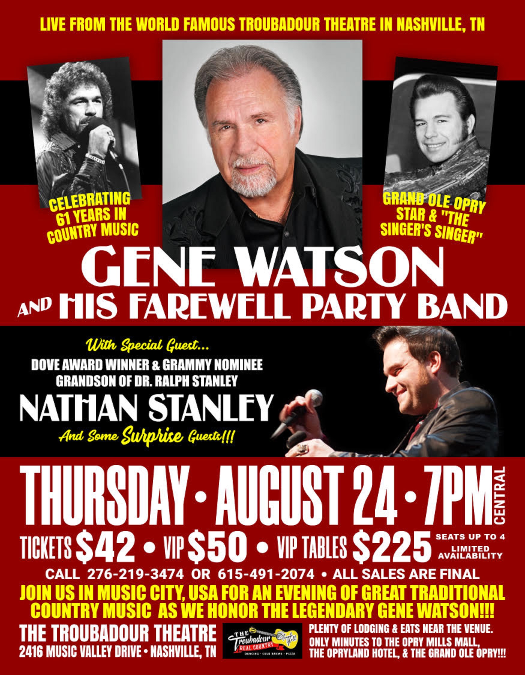 Gene Watson Celebrates 61 Years In Country Music With Headlining Show at The Texas Troubadour Theatre in Nashville