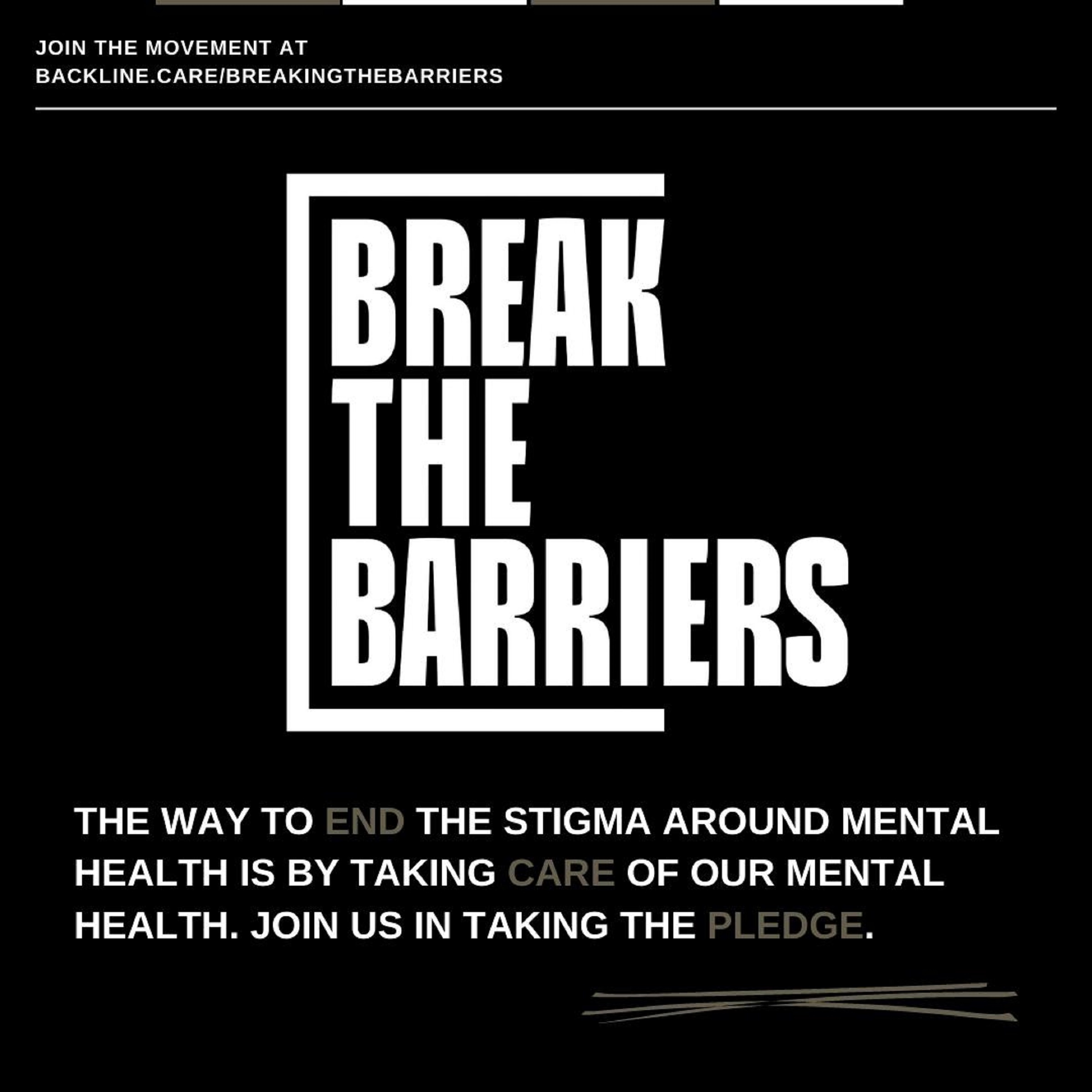 Backline announces Break The Barriers, a movement + pledge to end the stigma around mental health