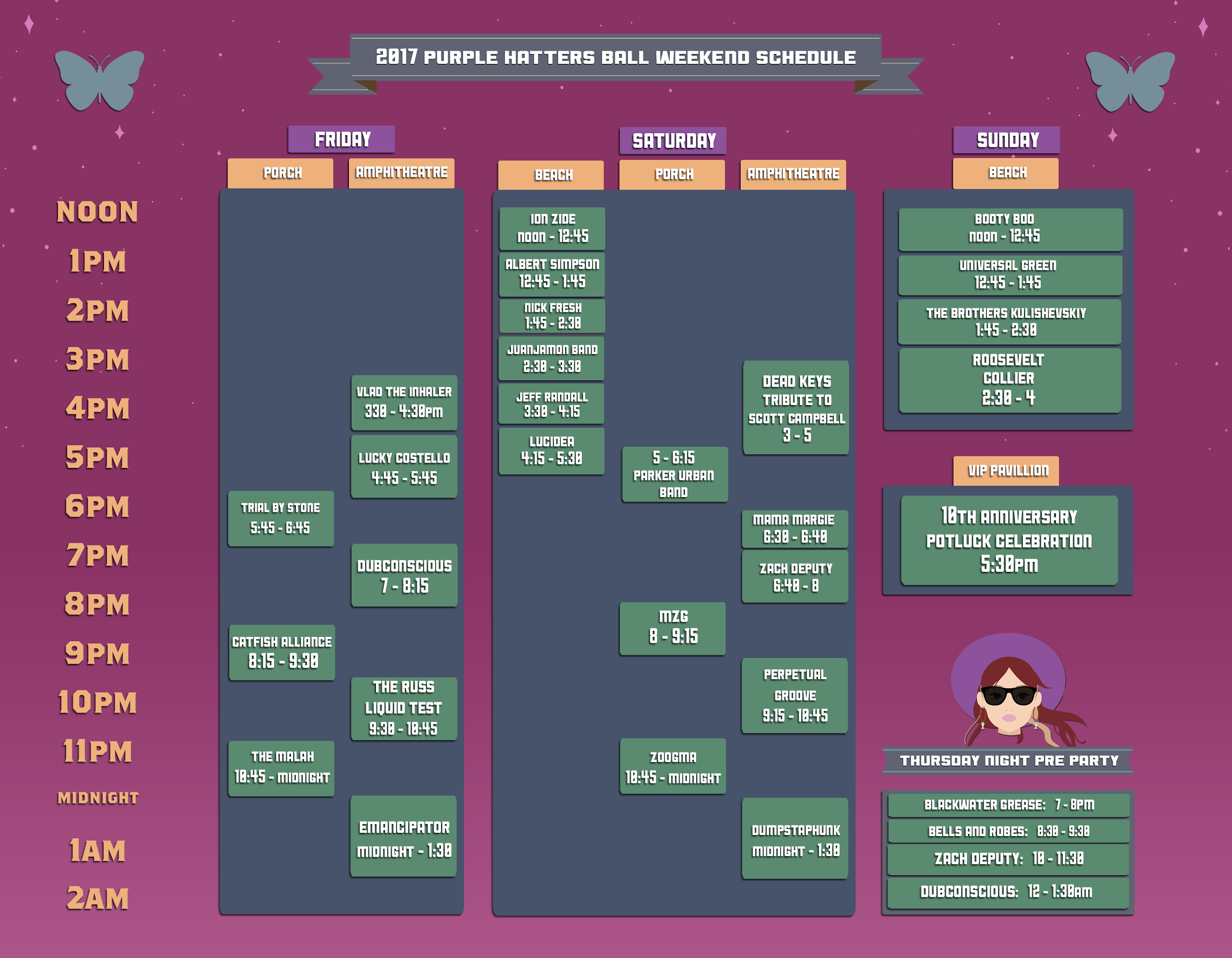 Purple Hatter's Ball 2017 Daily Schedule