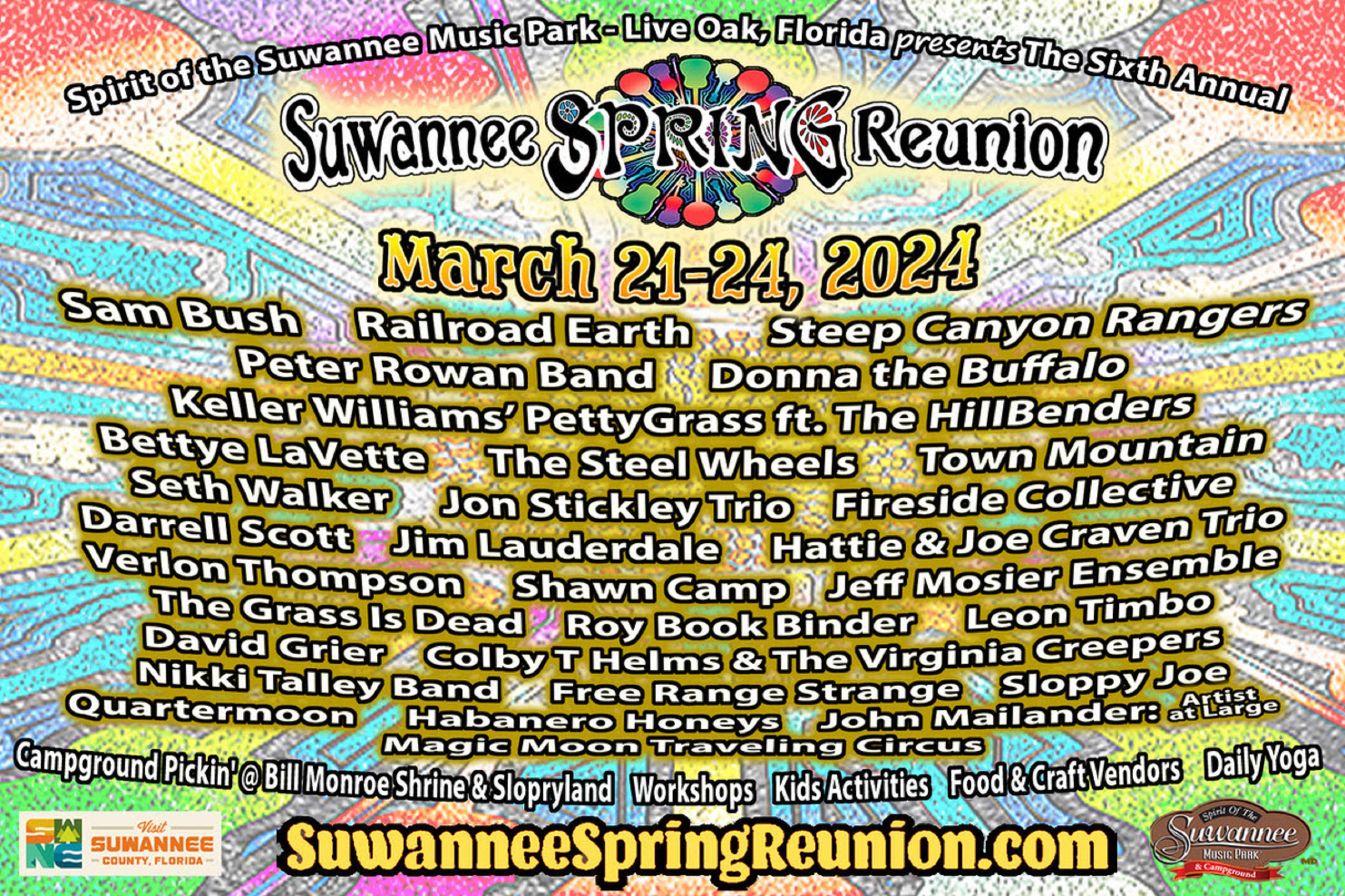 Suwannee Spring Reunion Lineup: Sam Bush, Steep Canyon Rangers, Peter Rowan Band, Donna the Buffalo